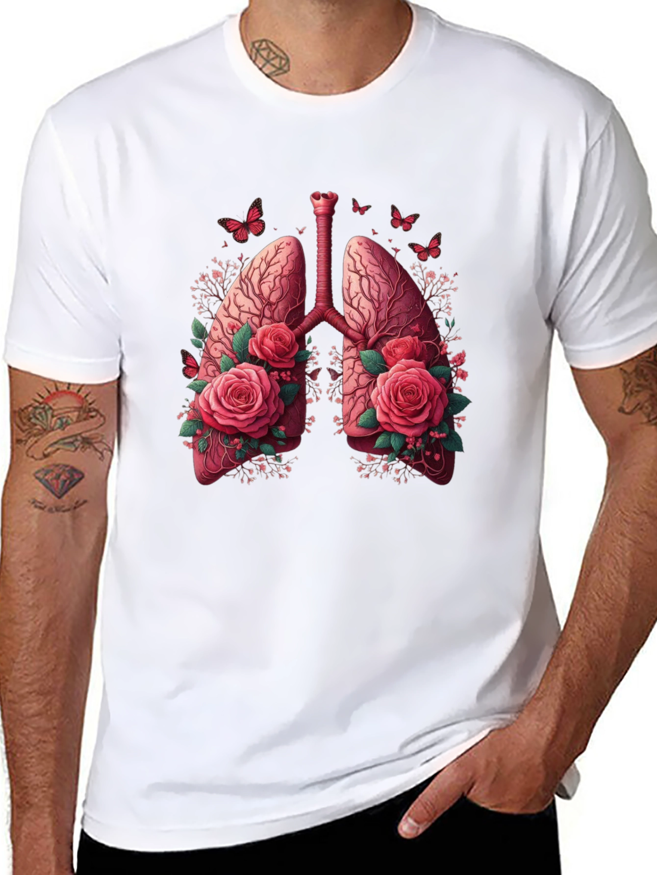 Floral Lung Anatomy Graphic Tee - Unisex