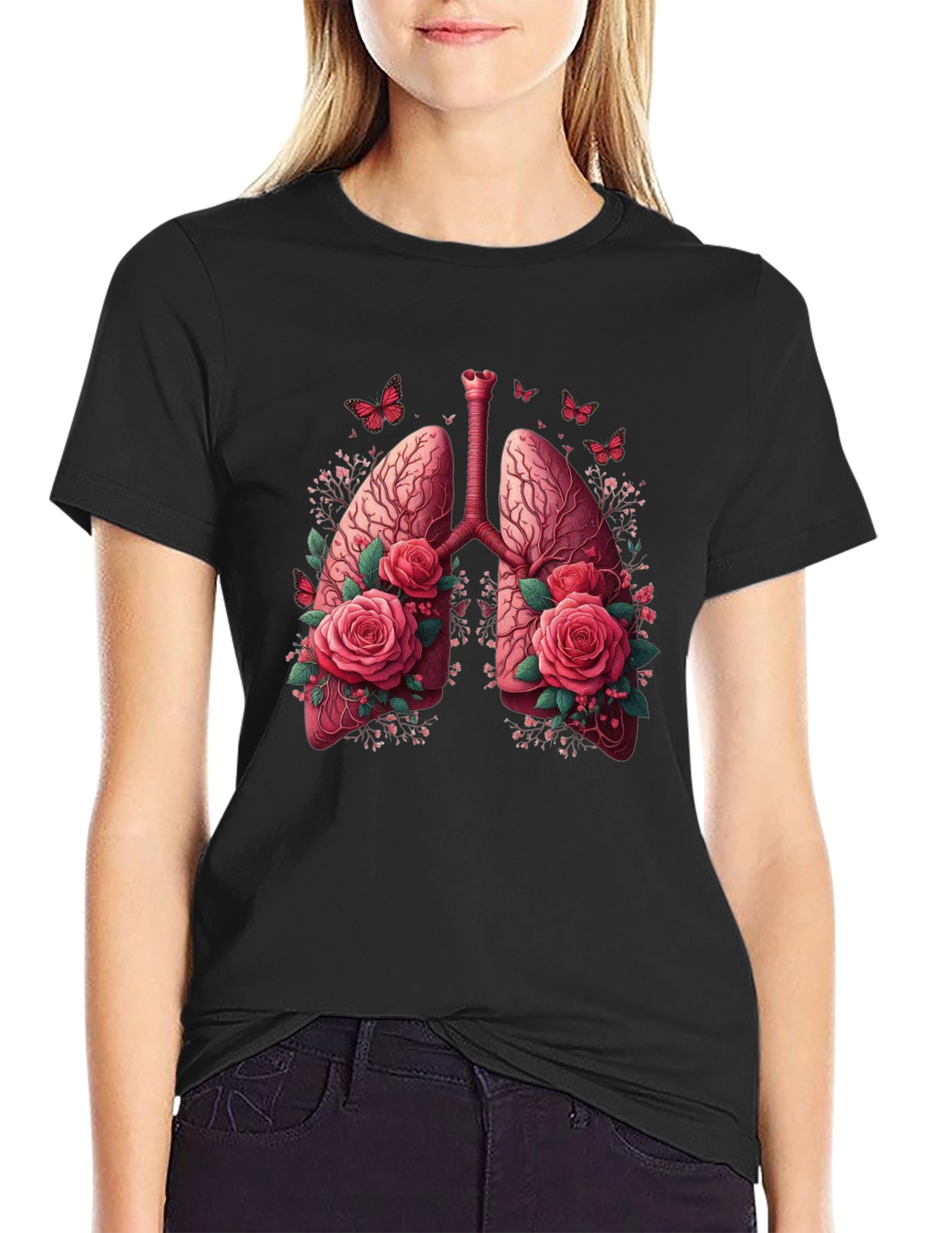 Floral Lung Anatomy Graphic Tee - Unisex