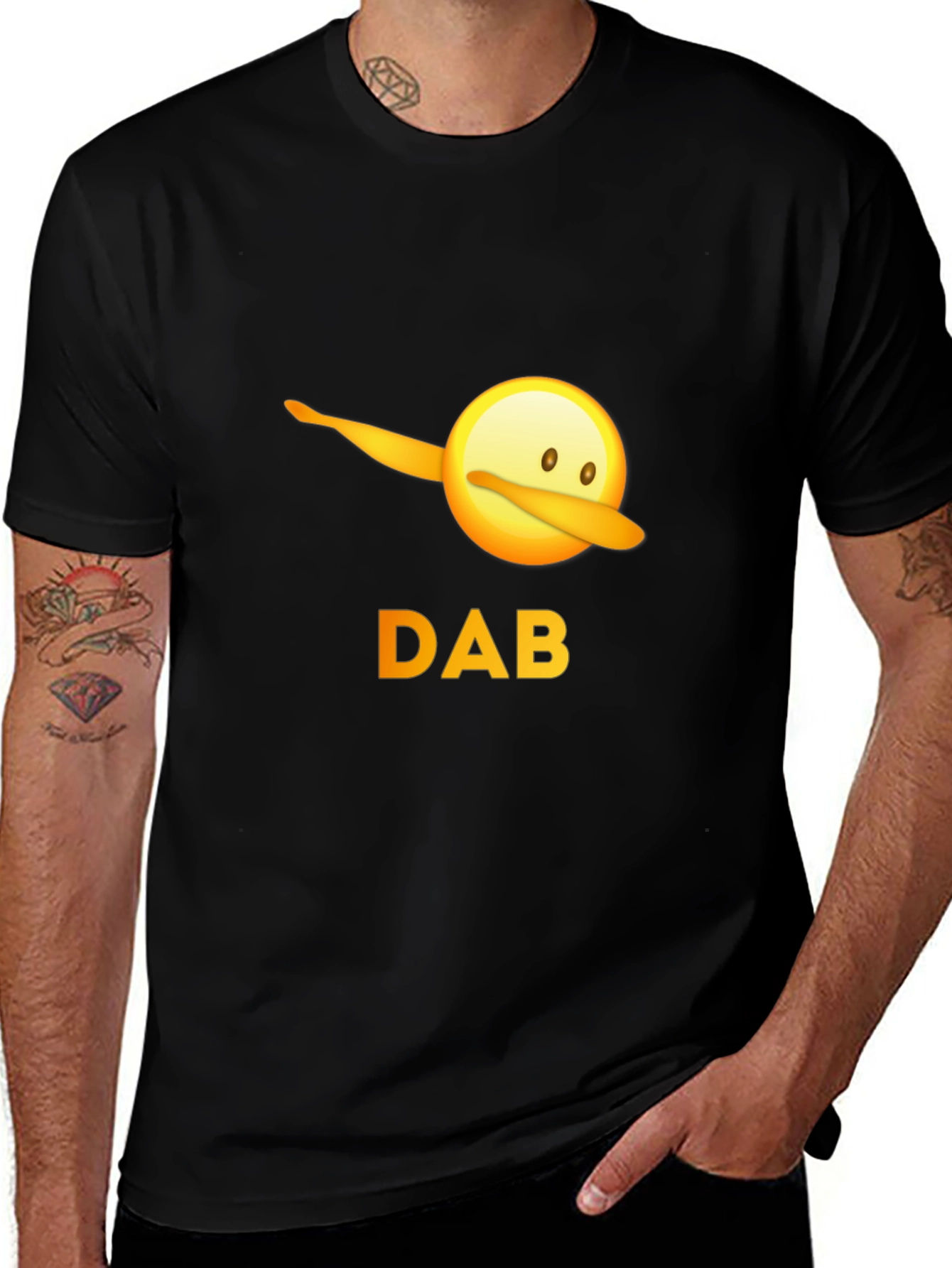 Dabbing Emoji Graphic Tee - Mens Black T-Shirt