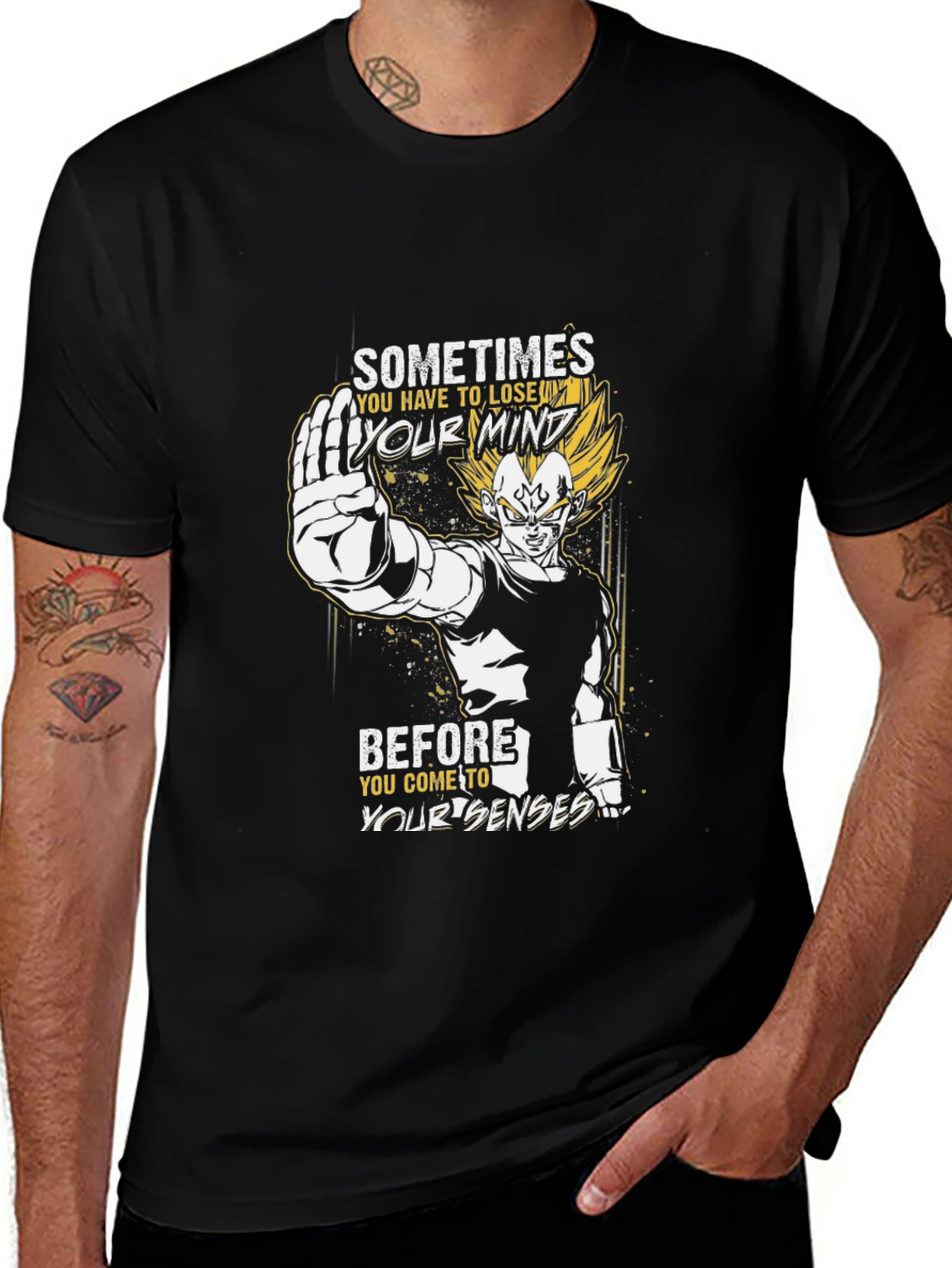 Vegeta Mind Loss Black Graphic Tee