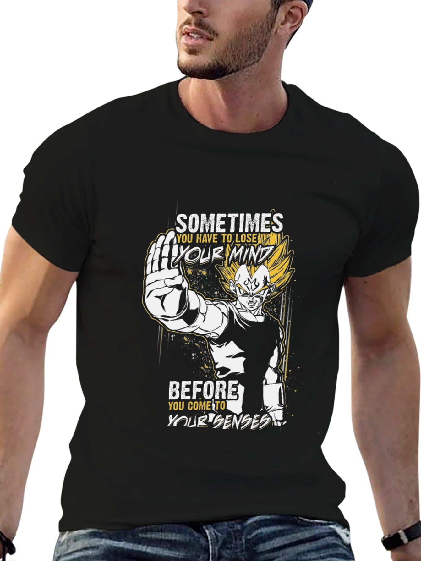 Vegeta Mind Loss Black Graphic Tee