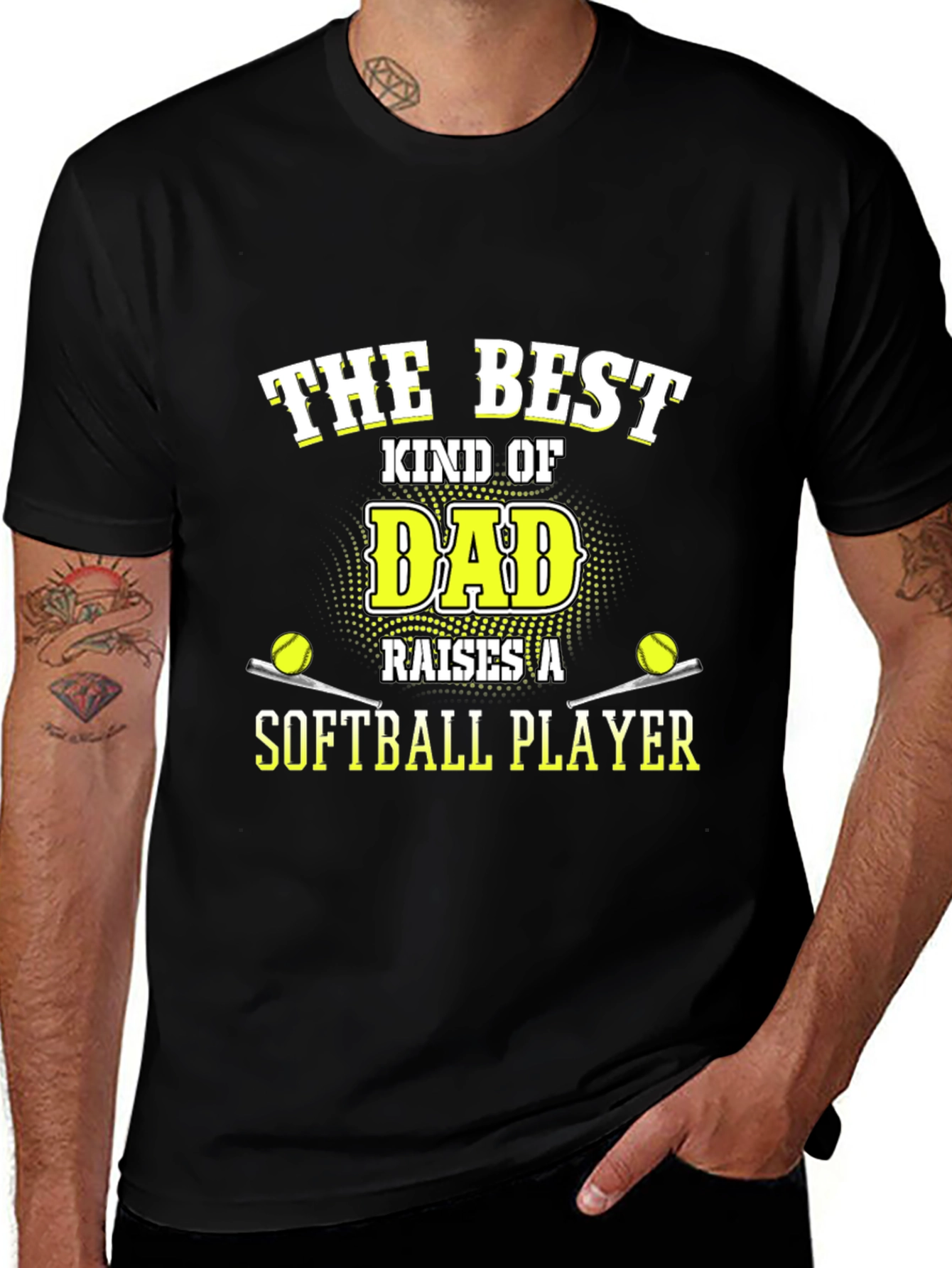 Best Dad Softball Player T-Shirt - Black