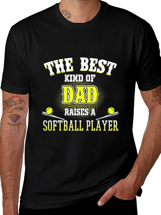 Best Dad Softball Player T-Shirt - Black