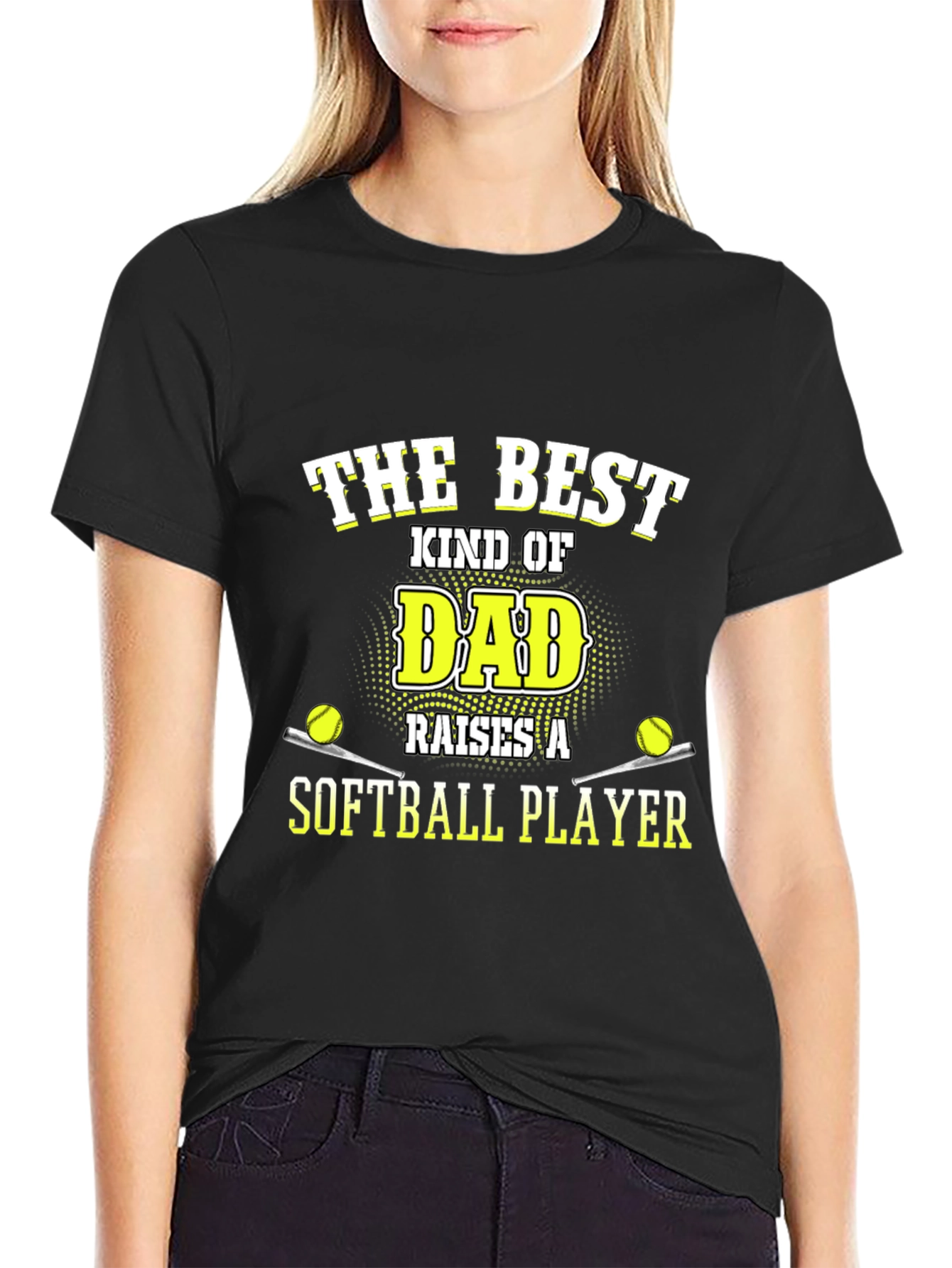 Best Dad Softball Player T-Shirt - Black
