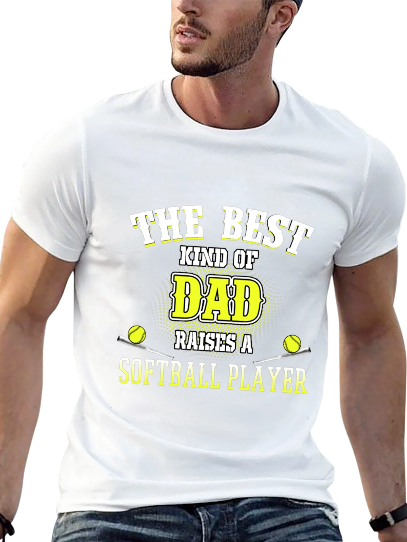Best Dad Softball Player T-Shirt - Black