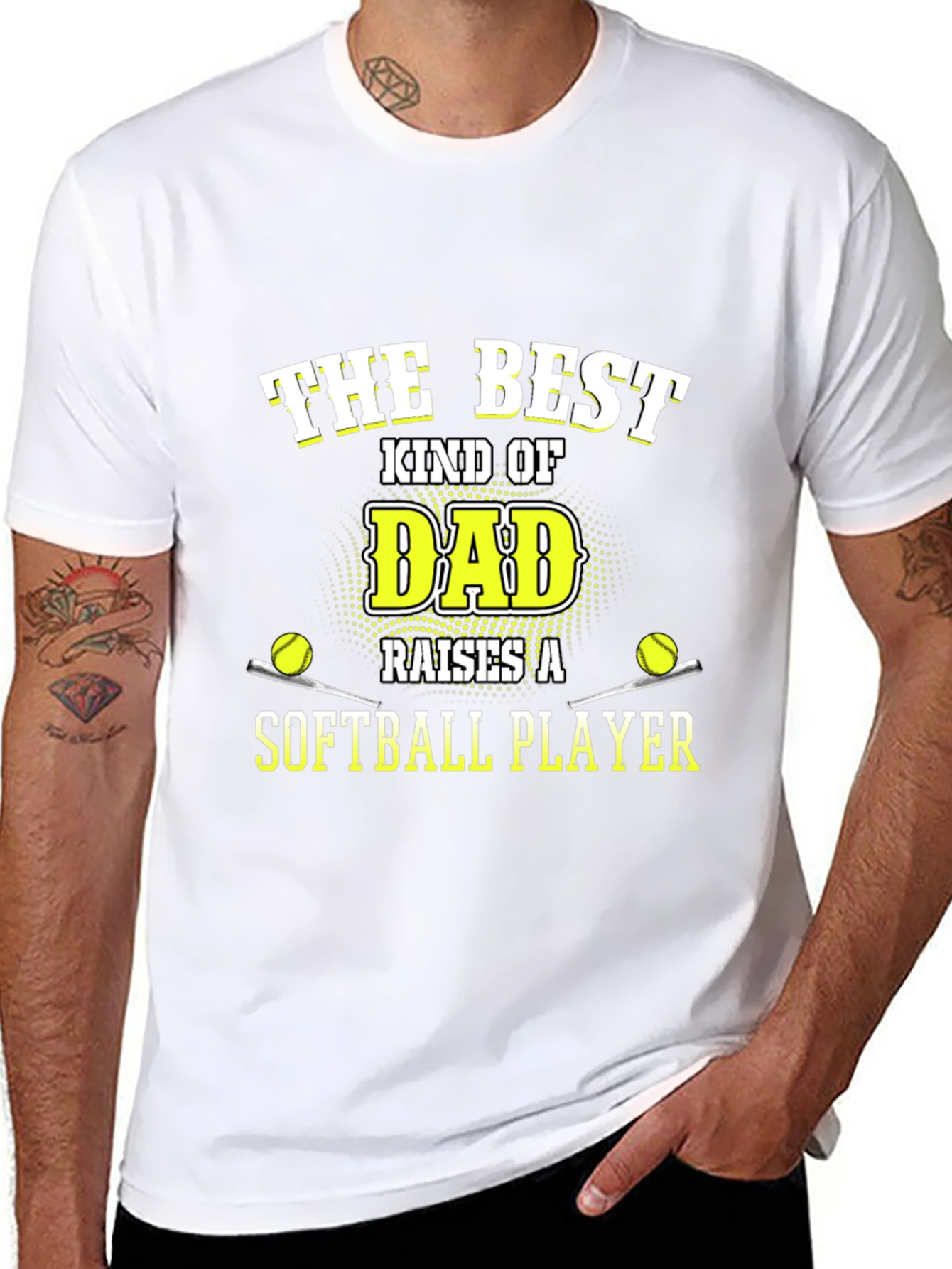 Best Dad Softball Player T-Shirt - Black