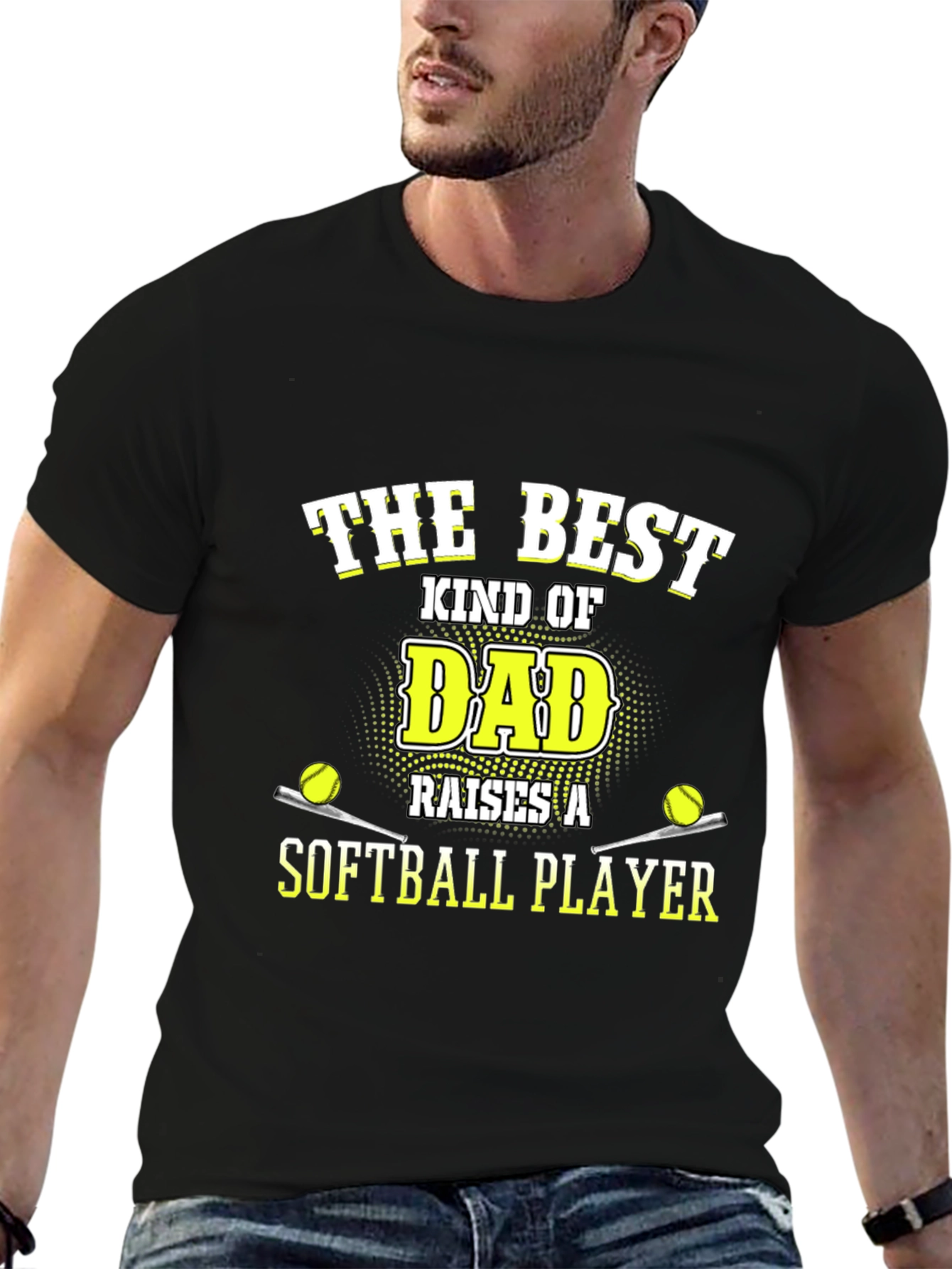 Best Dad Softball Player T-Shirt - Black