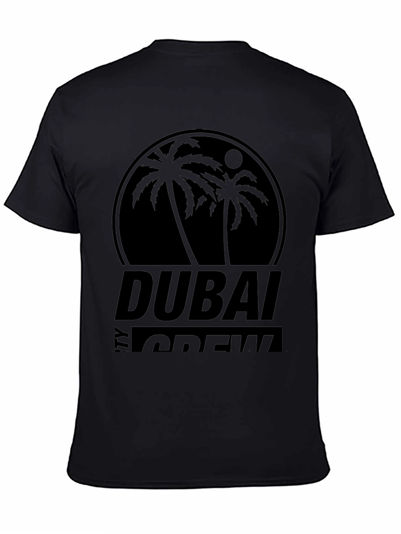 Dubai Crew Black Graphic Tee - Tropical Palm Design