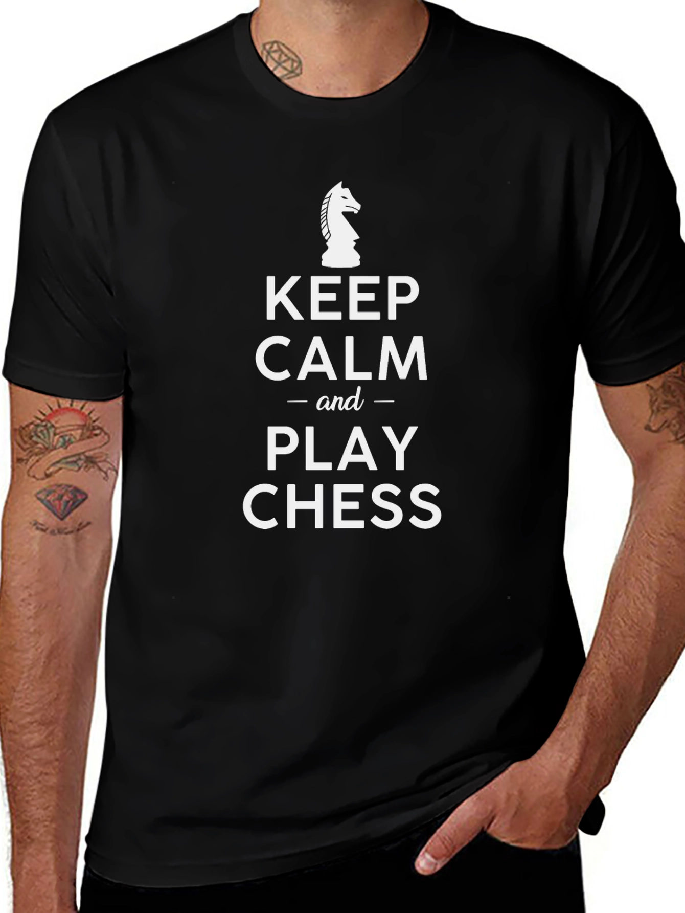 Keep Calm and Play Chess T-Shirt - Black