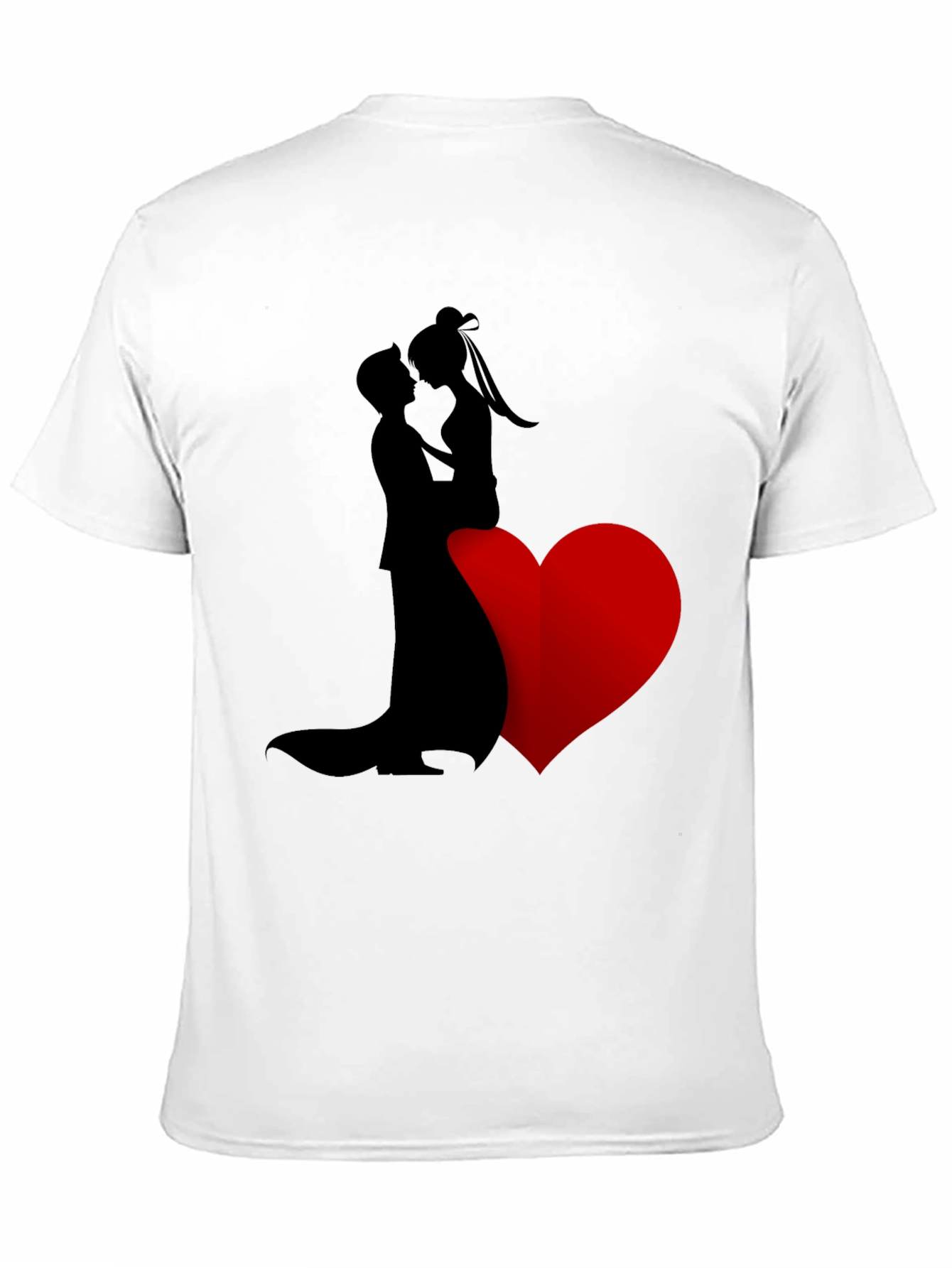 Romantic Couple Heart Graphic Tee - Black