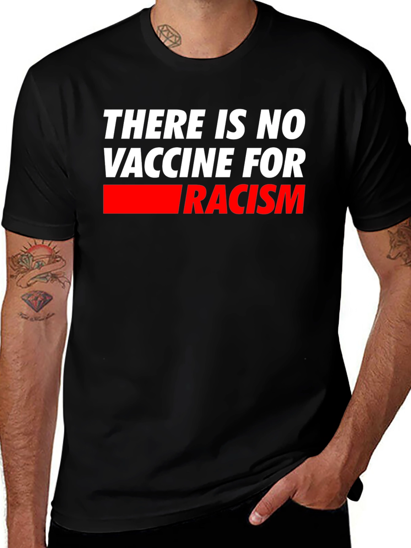 No Vaccine for Racism T-Shirt - Mens Black