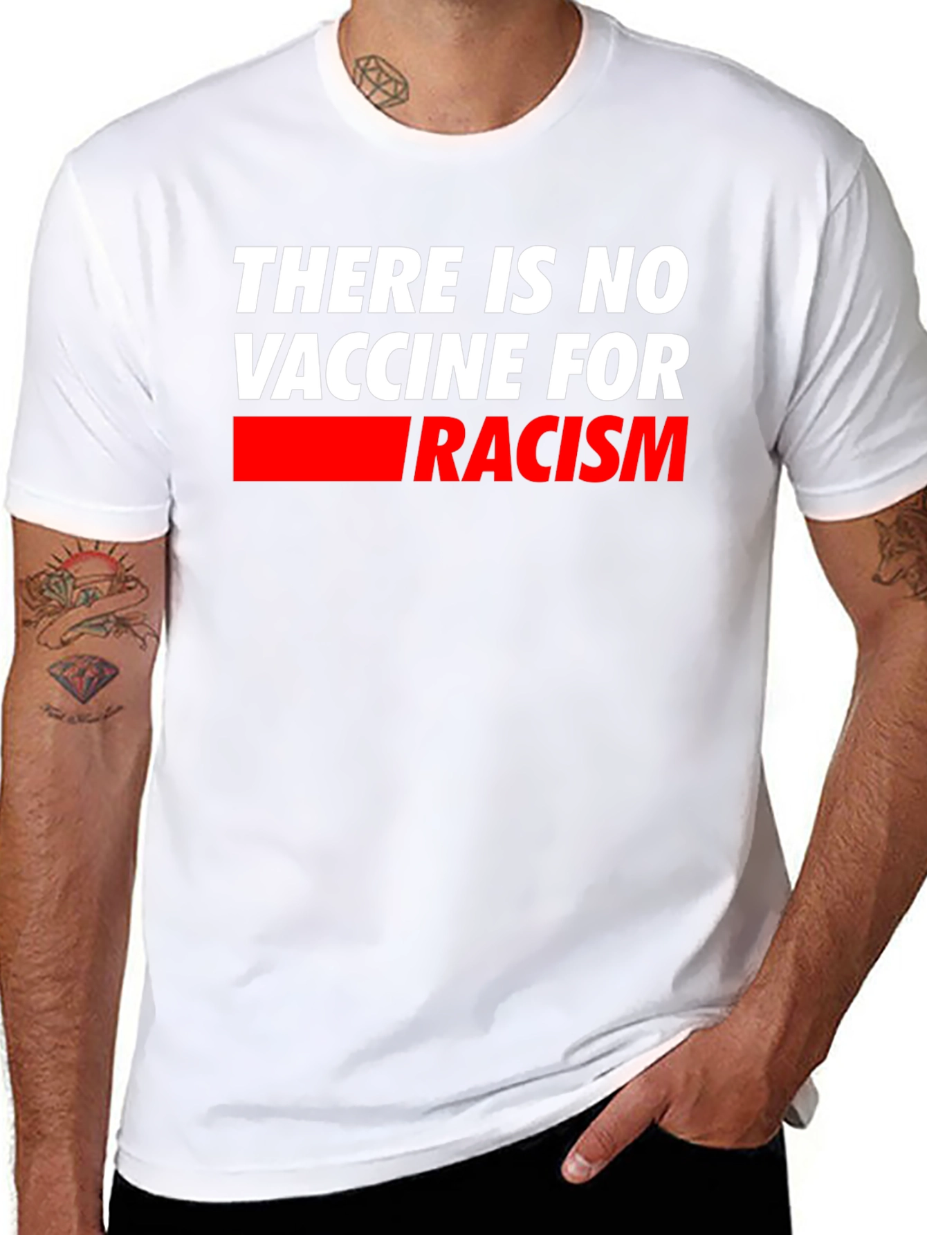 No Vaccine for Racism T-Shirt - Mens Black