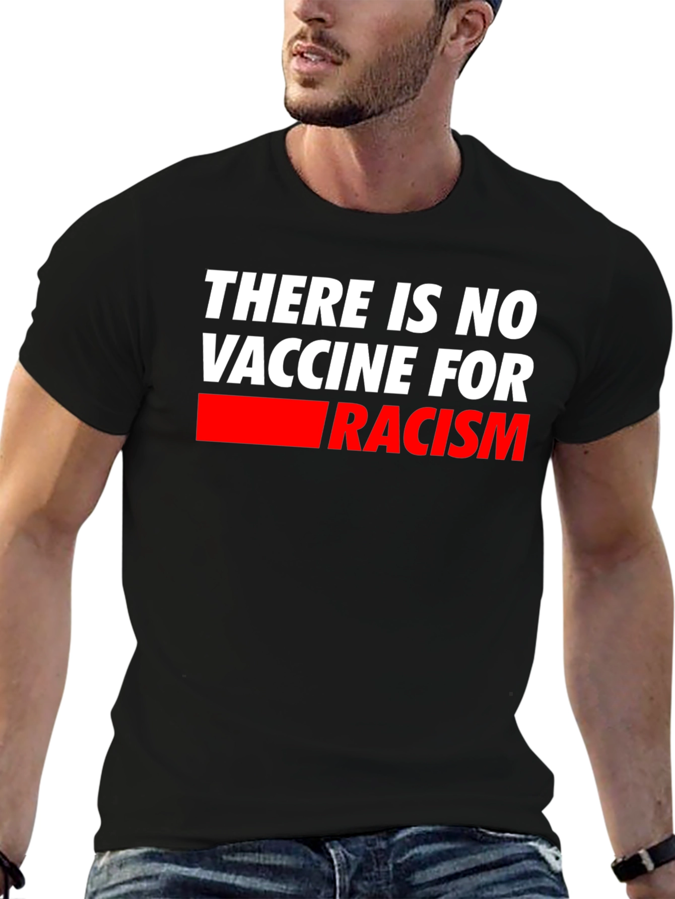 No Vaccine for Racism T-Shirt - Mens Black