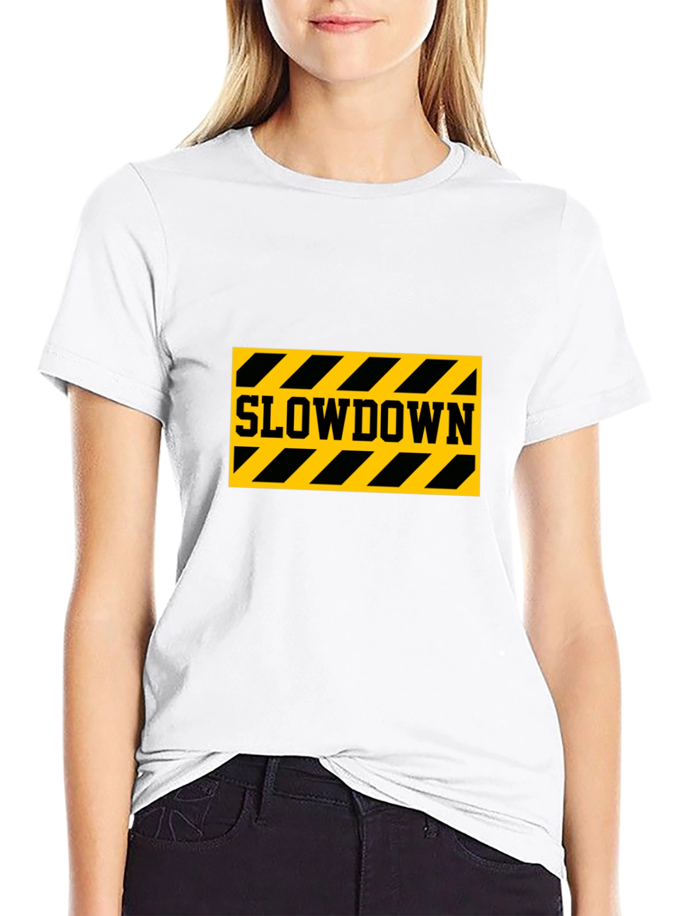 Slowdown Caution Stripe Graphic T-Shirt