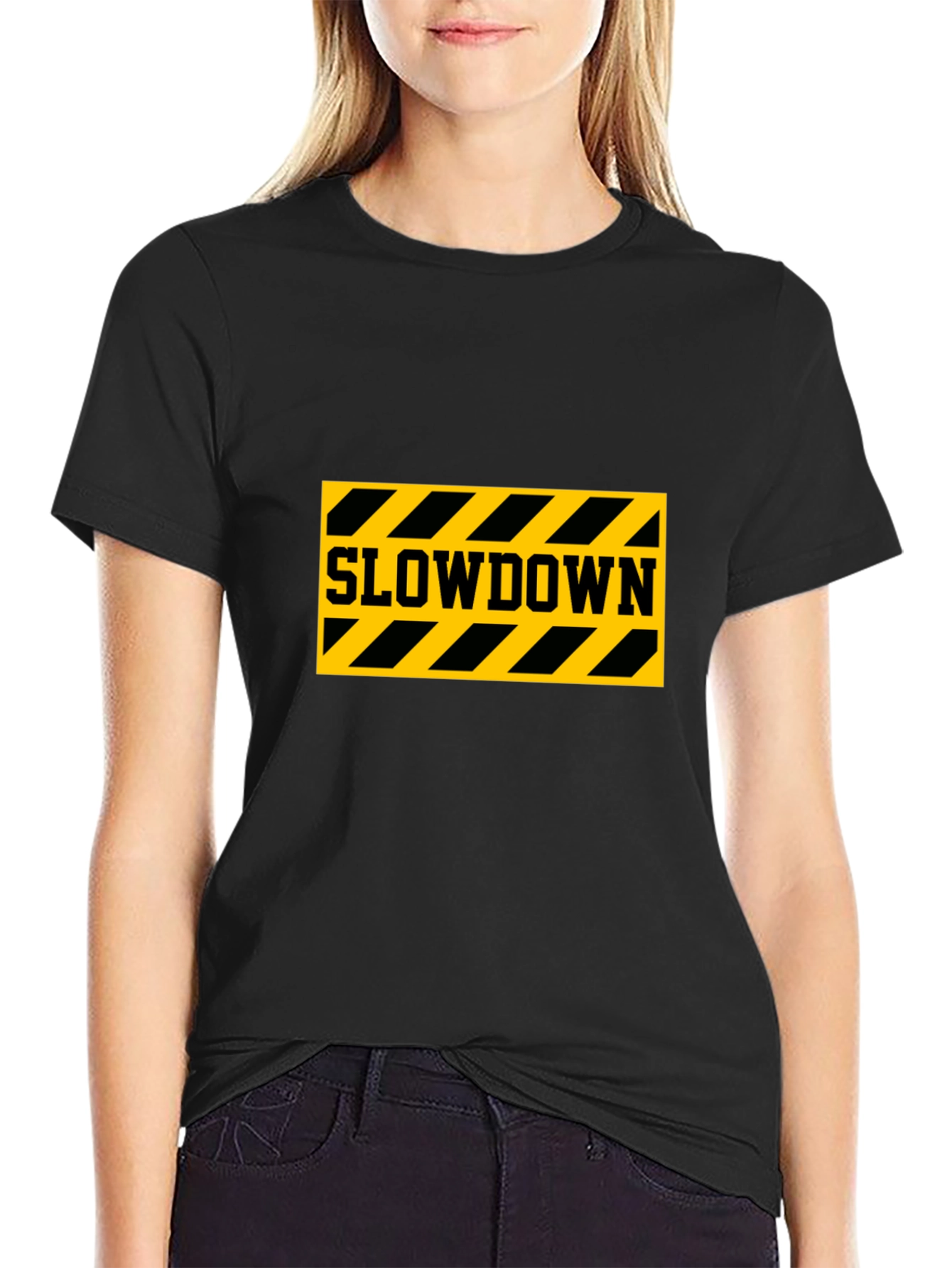 Slowdown Caution Stripe Graphic T-Shirt
