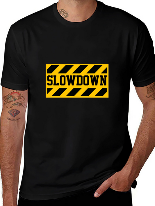 Slowdown Caution Stripe Graphic T-Shirt