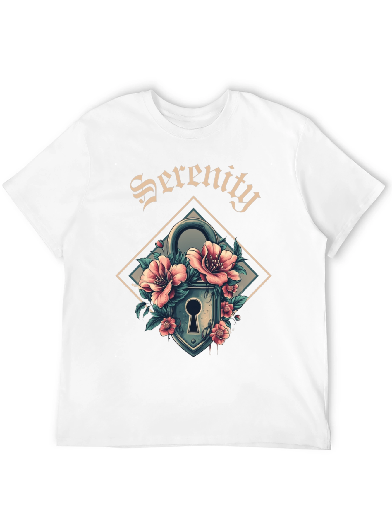 Serenity Floral Lock Graphic Tee - Cool Design