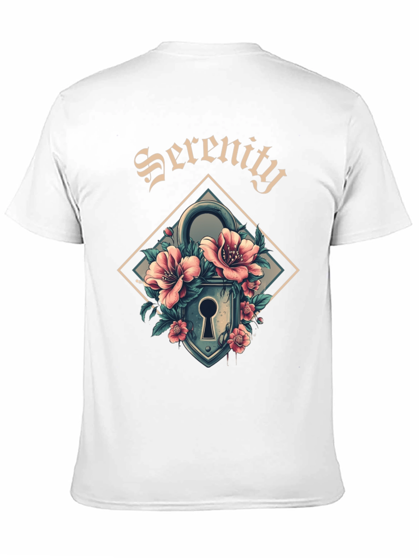 Serenity Floral Lock Graphic Tee - Cool Design