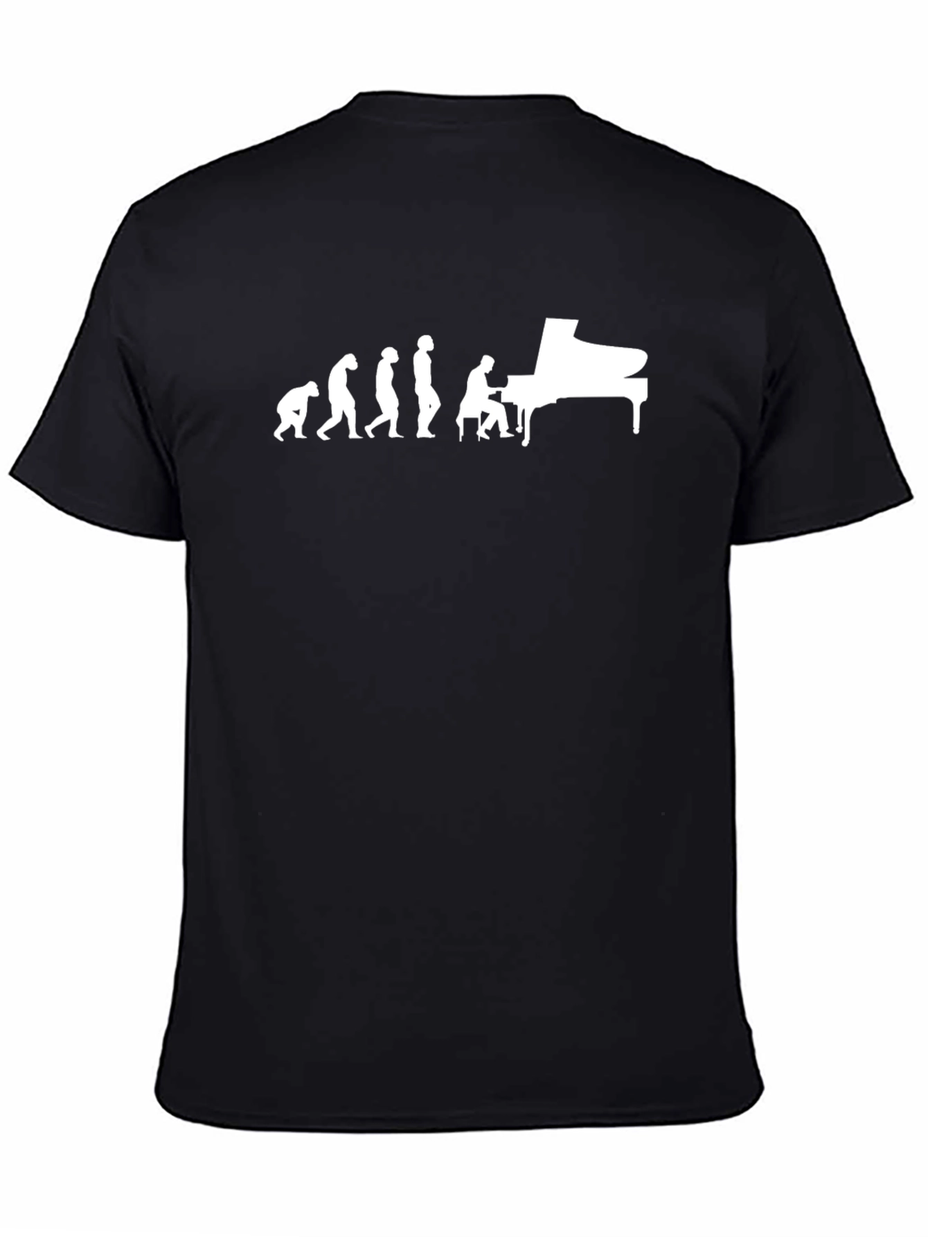 Evolution of Piano Player Black T-Shirt