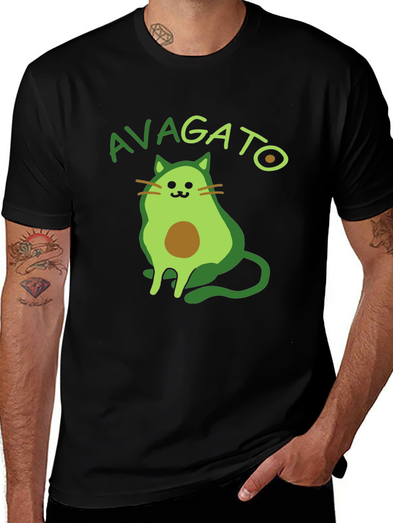 Avagato T-Shirt: Funny Avocado Cat Graphic Tee