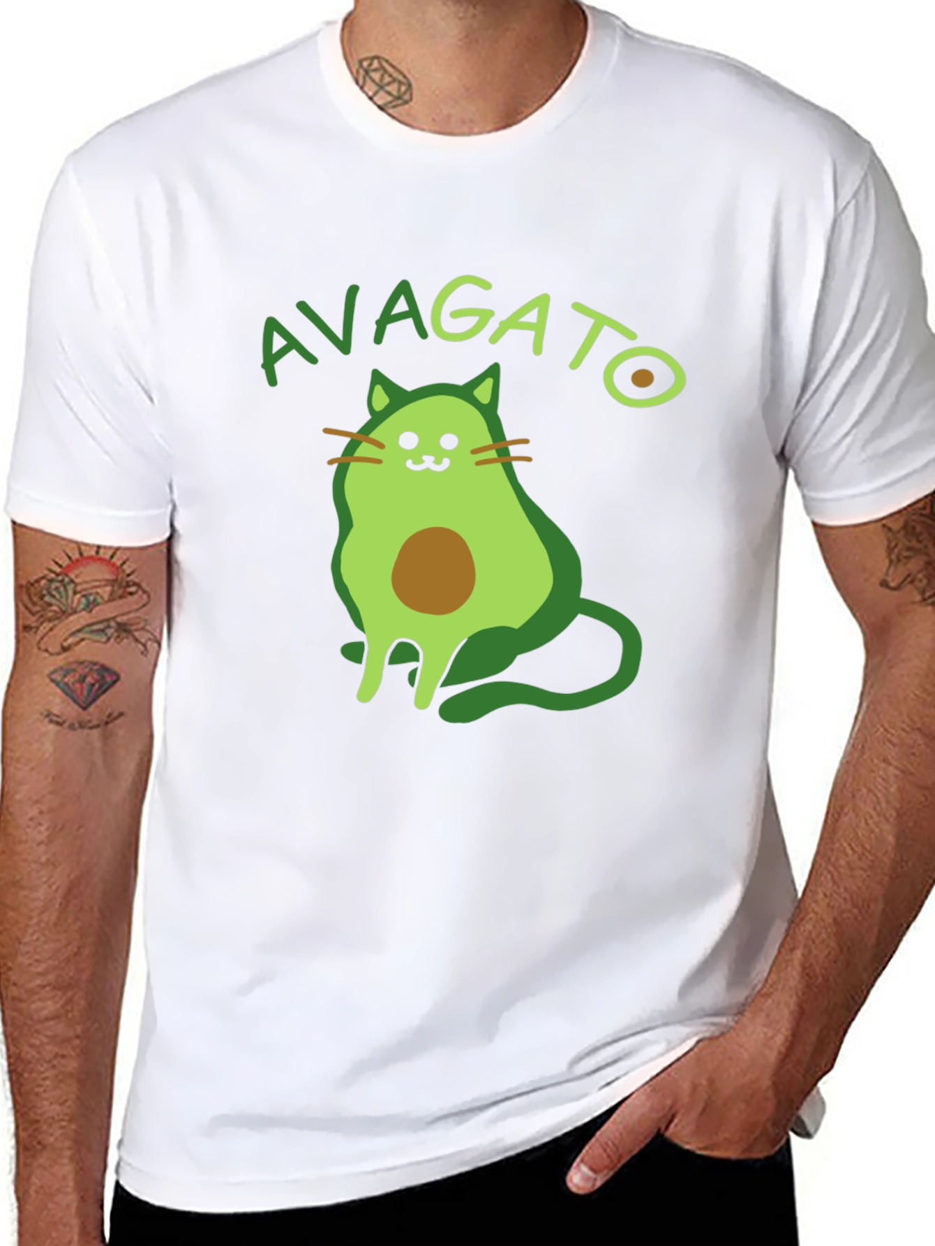 Avagato T-Shirt: Funny Avocado Cat Graphic Tee