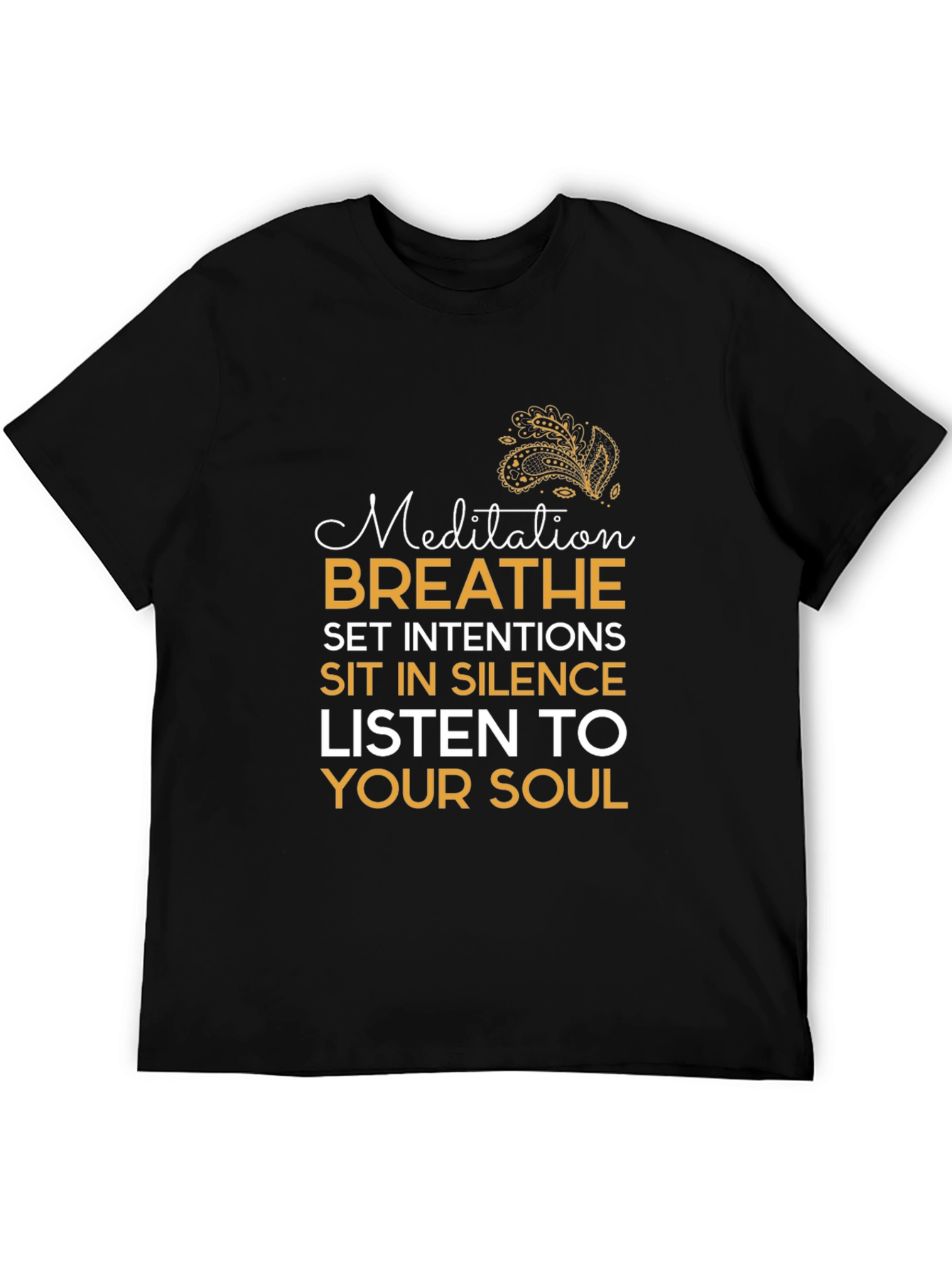 Meditation Slogan Graphic Black T-Shirt