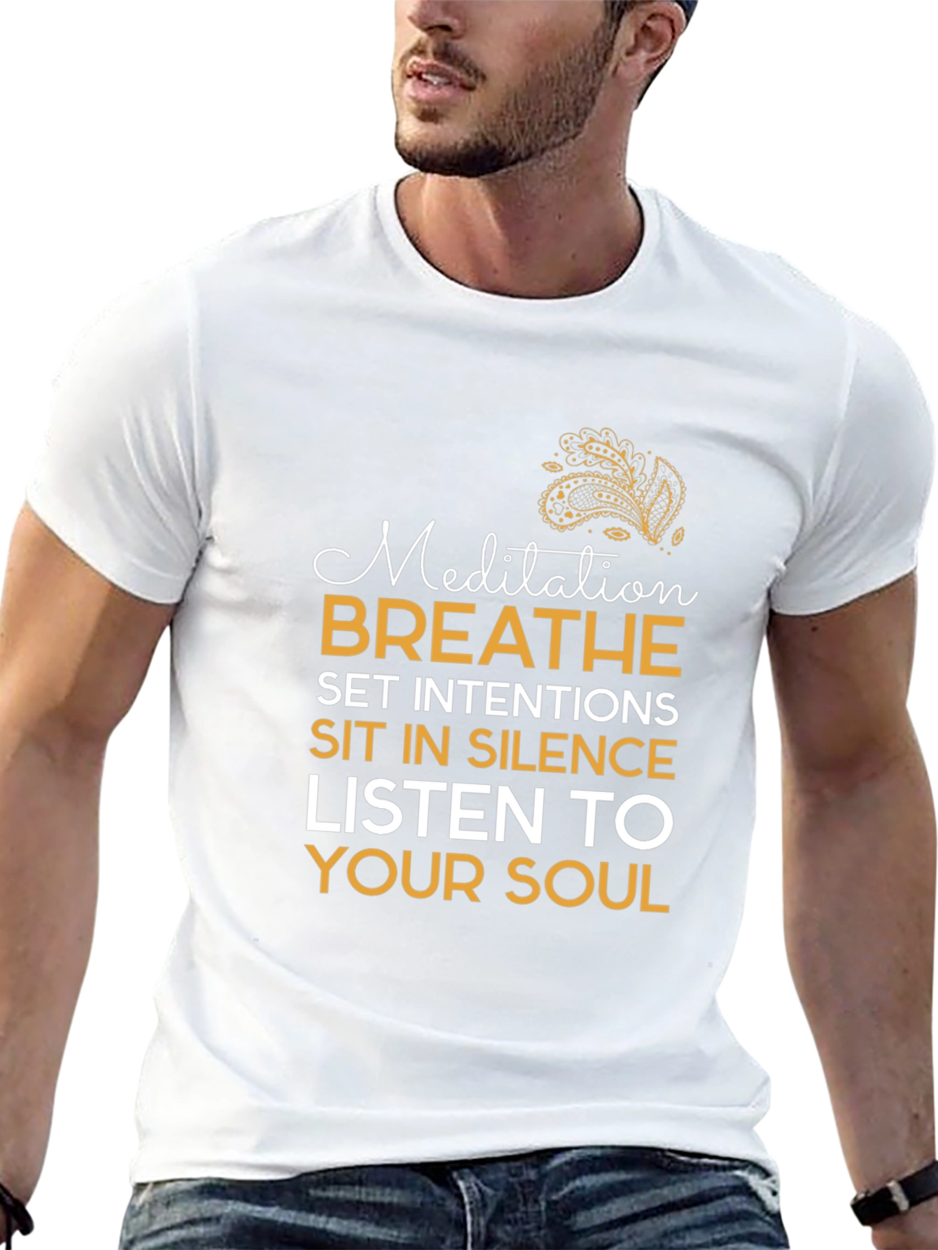 Meditation Slogan Graphic Black T-Shirt