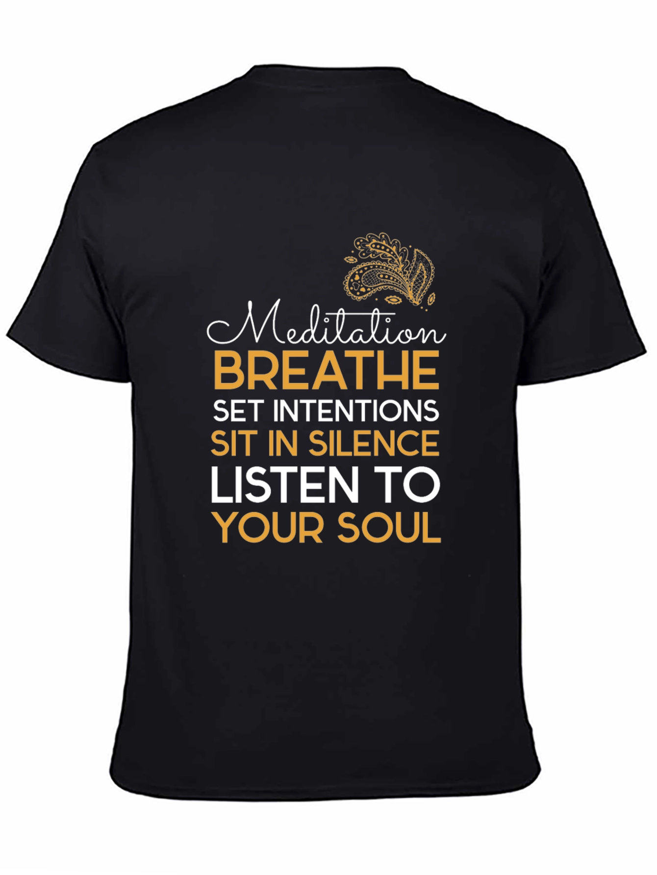 Meditation Slogan Graphic Black T-Shirt