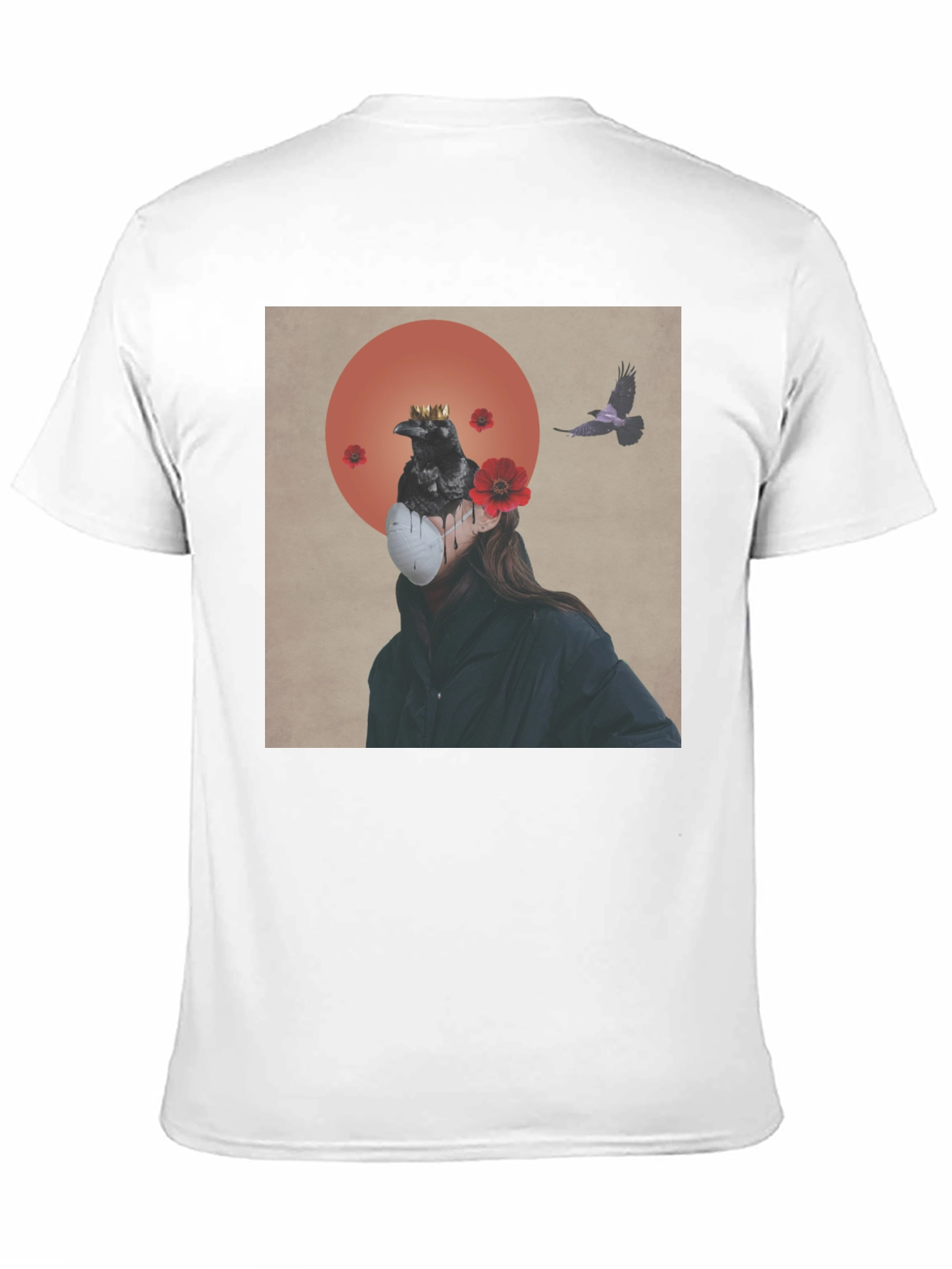 Abstract Crow Design Black T-Shirt