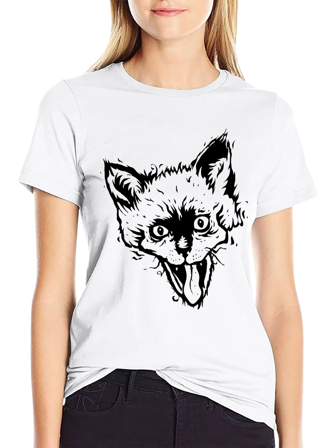 Black Fox Graphic Tee - Mens Crew Neck