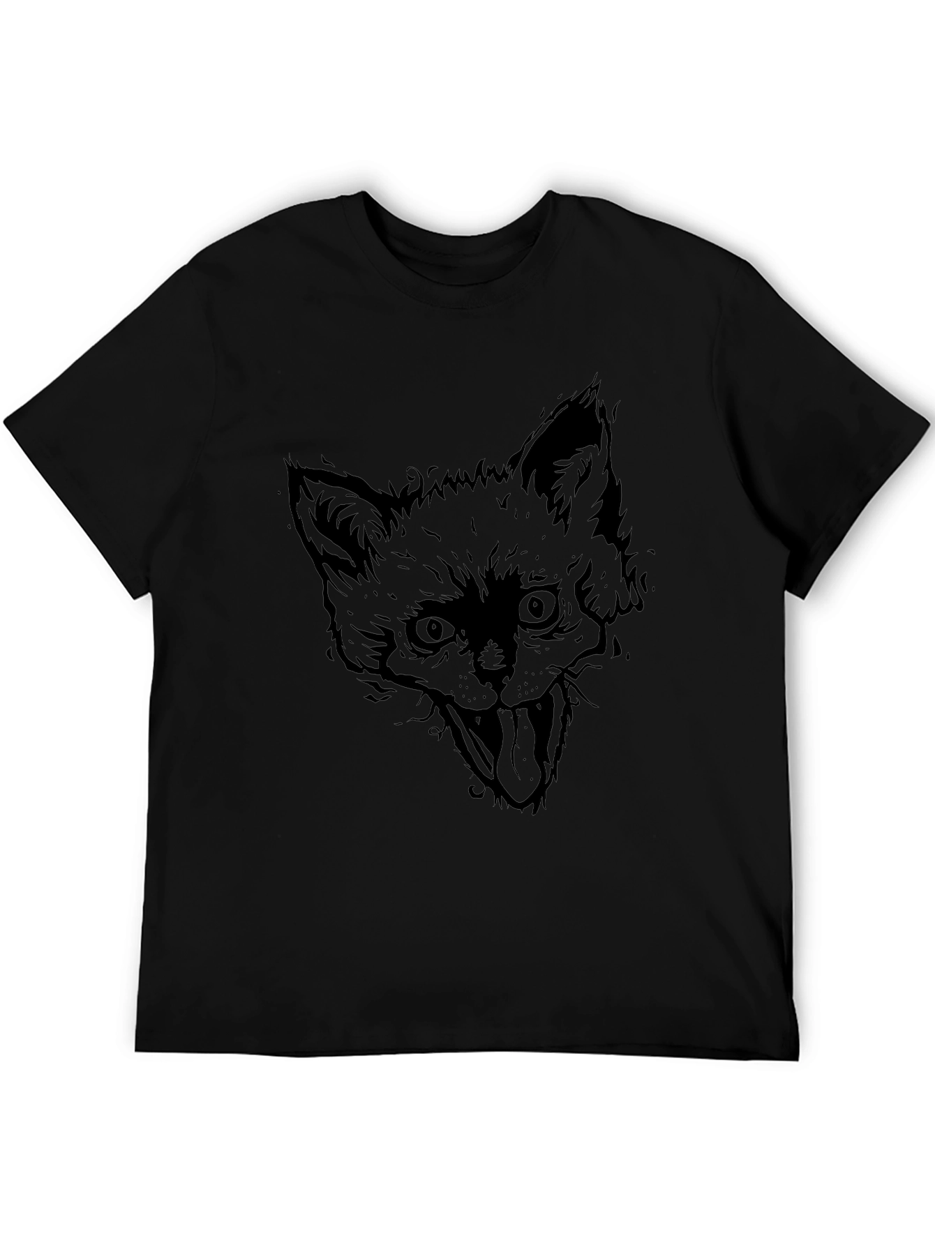 Black Fox Graphic Tee - Mens Crew Neck
