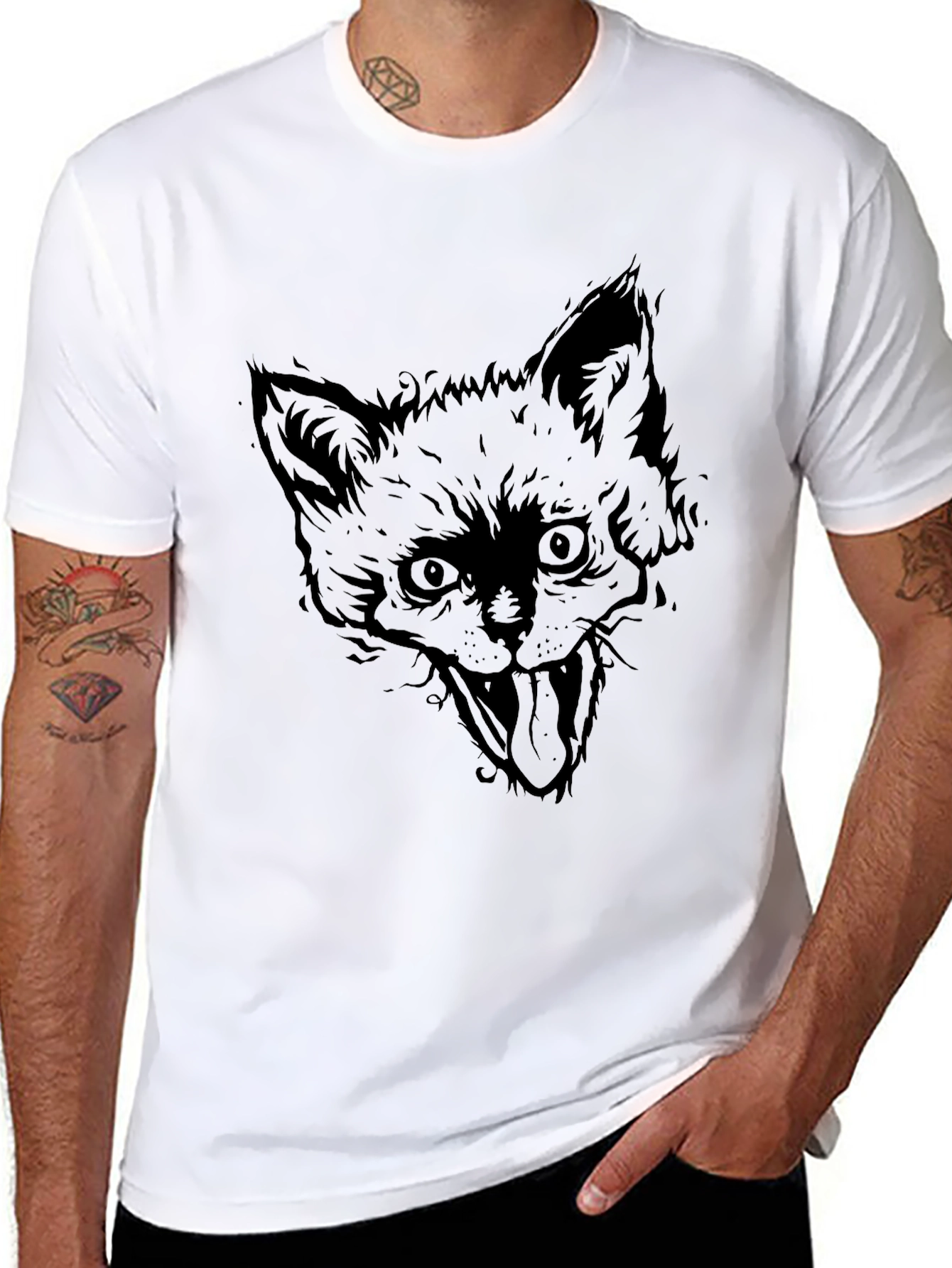 Black Fox Graphic Tee - Mens Crew Neck