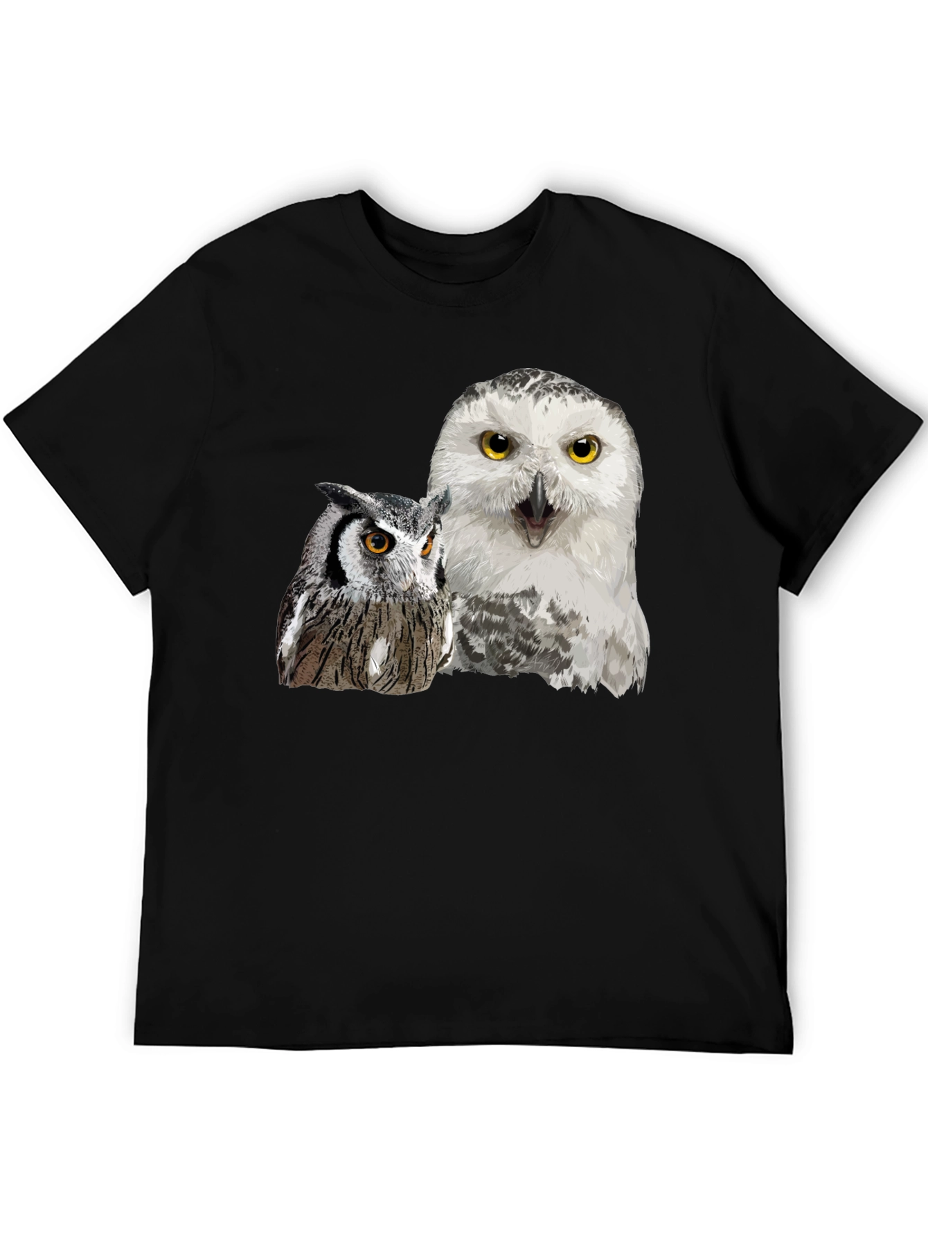 Owl Duo Graphic Tee - Black Cotton Blend