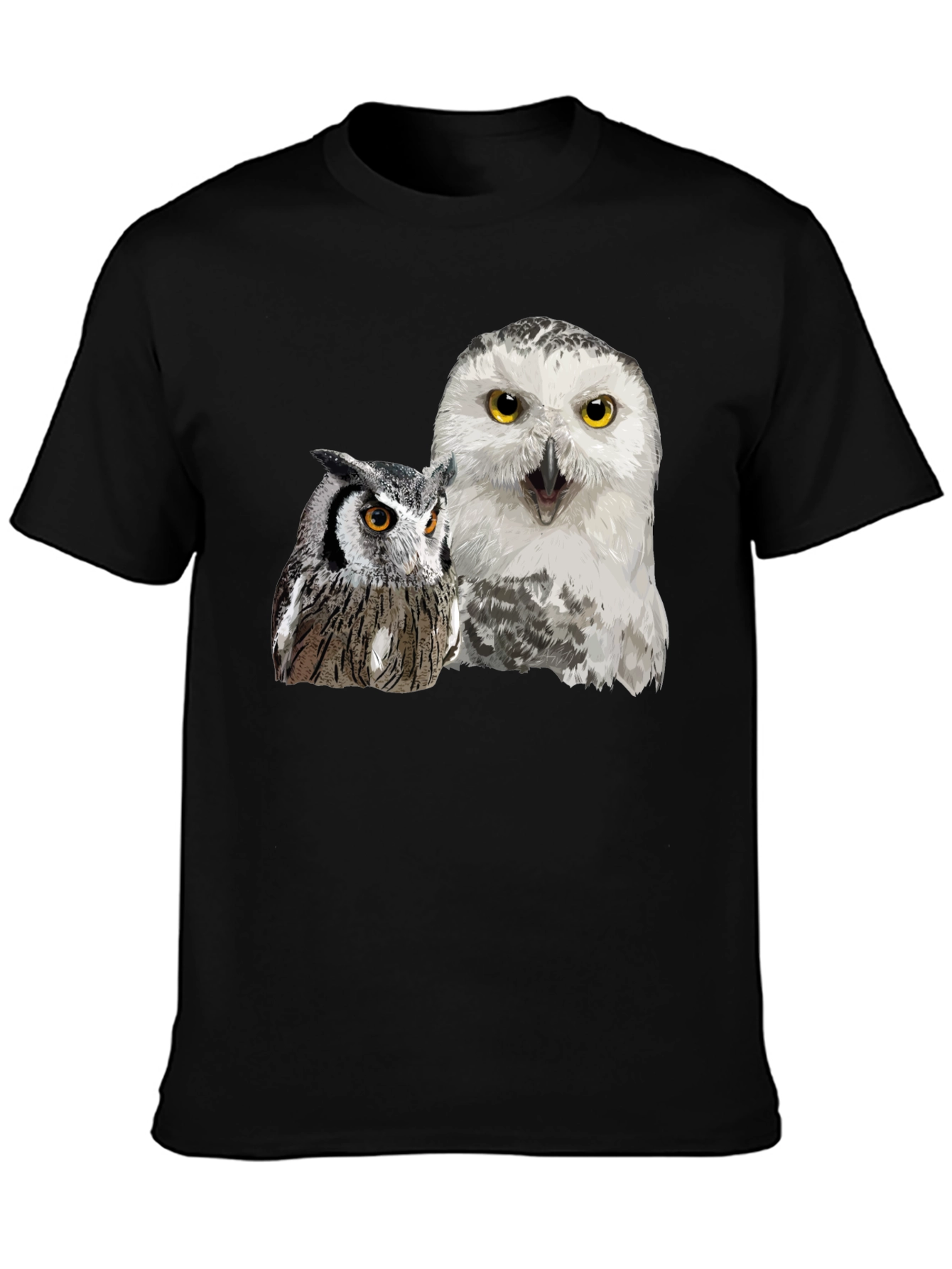 Owl Duo Graphic Tee - Black Cotton Blend