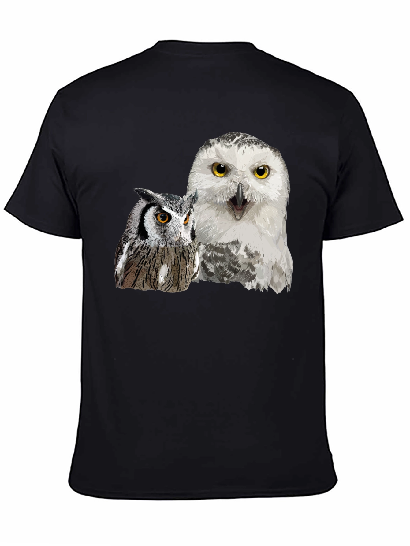 Owl Duo Graphic Tee - Black Cotton Blend