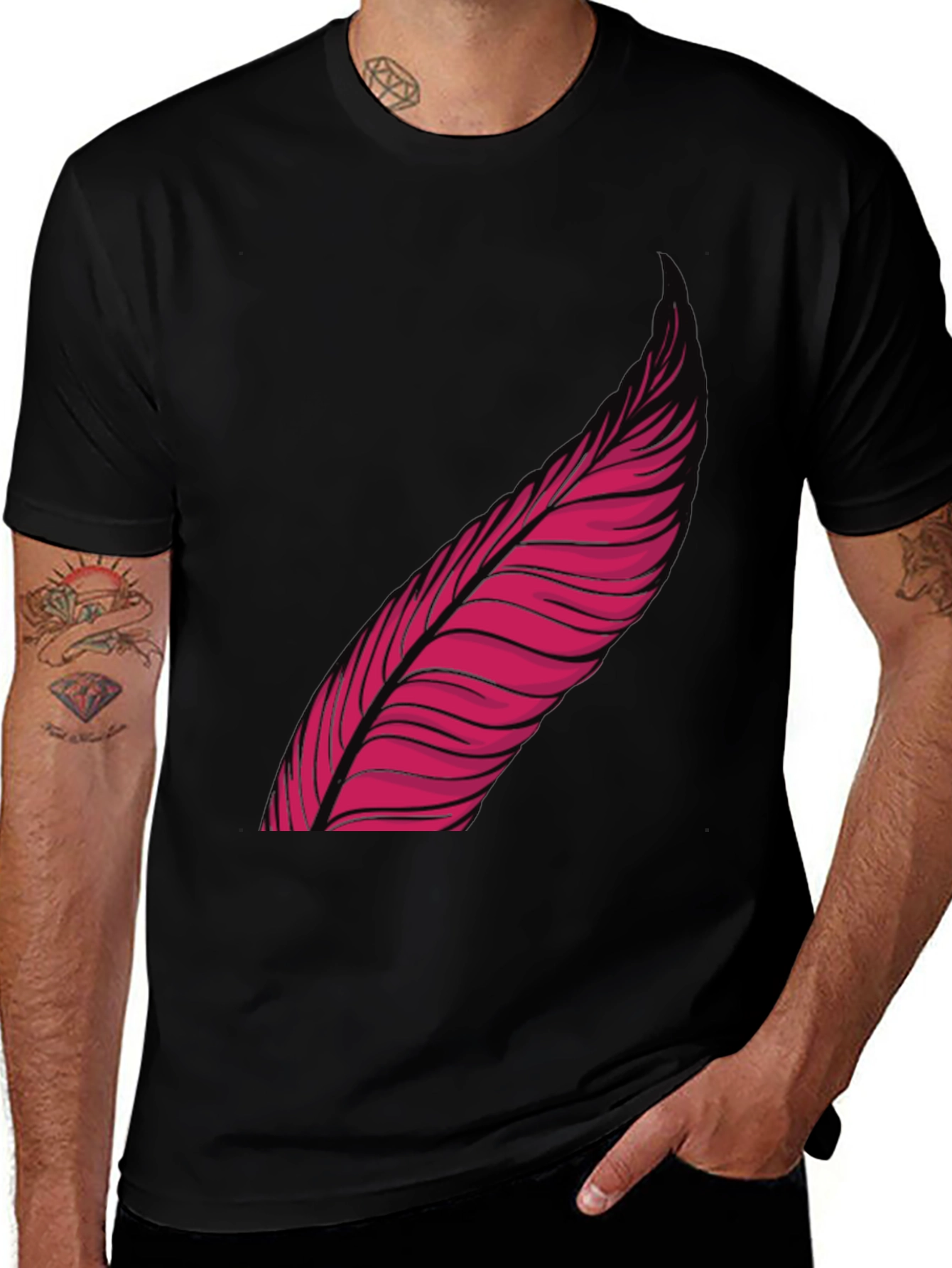 Feather Graphic Black T-Shirt