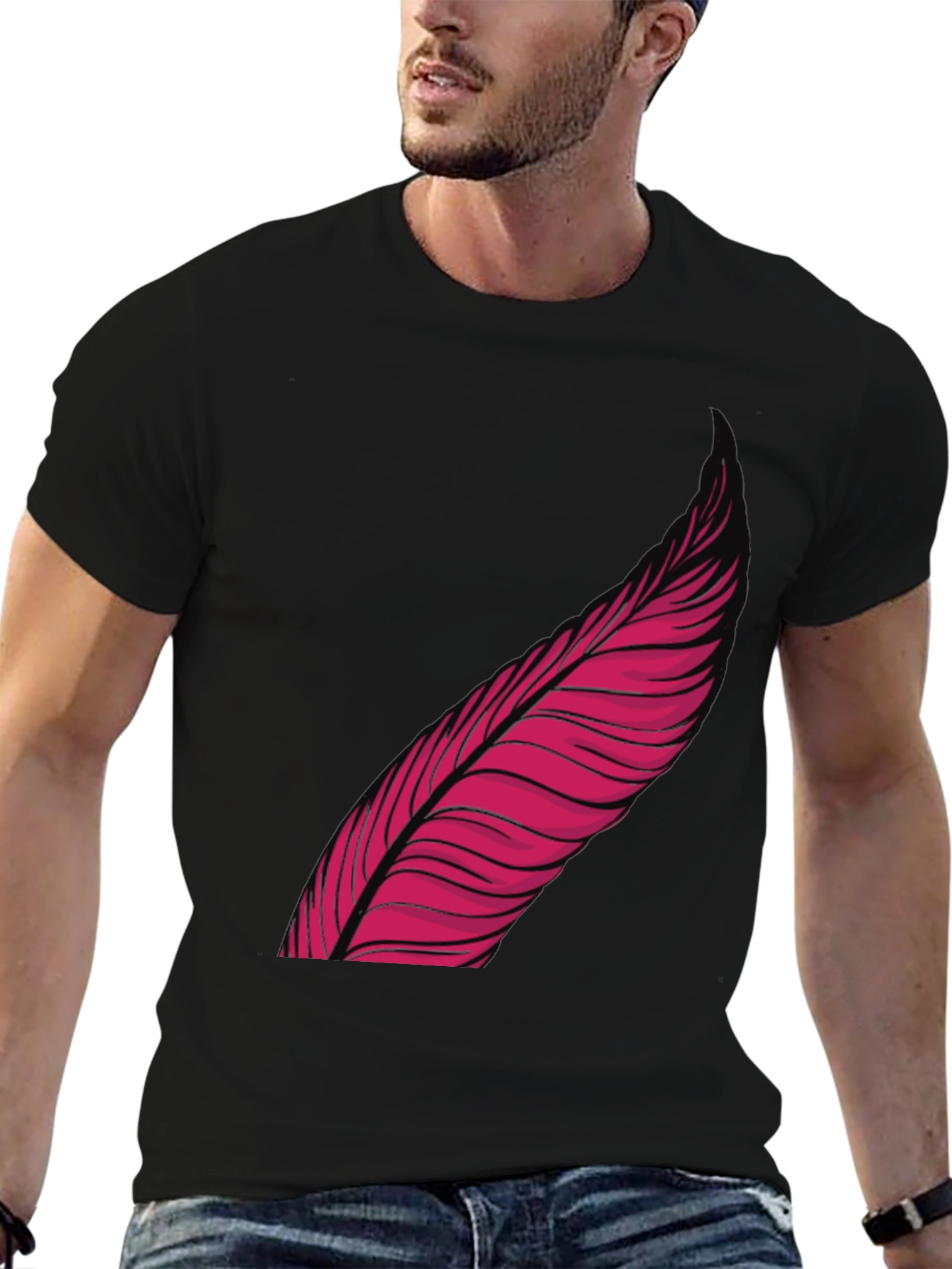 Feather Graphic Black T-Shirt
