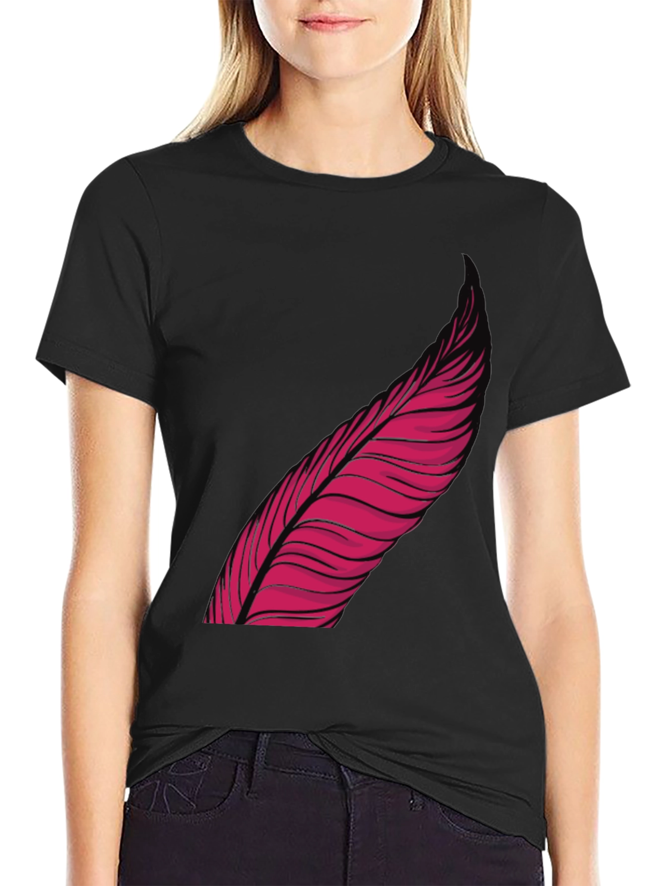 Feather Graphic Black T-Shirt