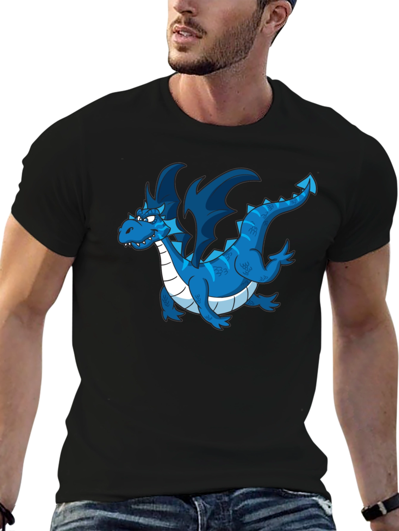 Blue Dragon Graphic T-Shirt - Mens Black Tee