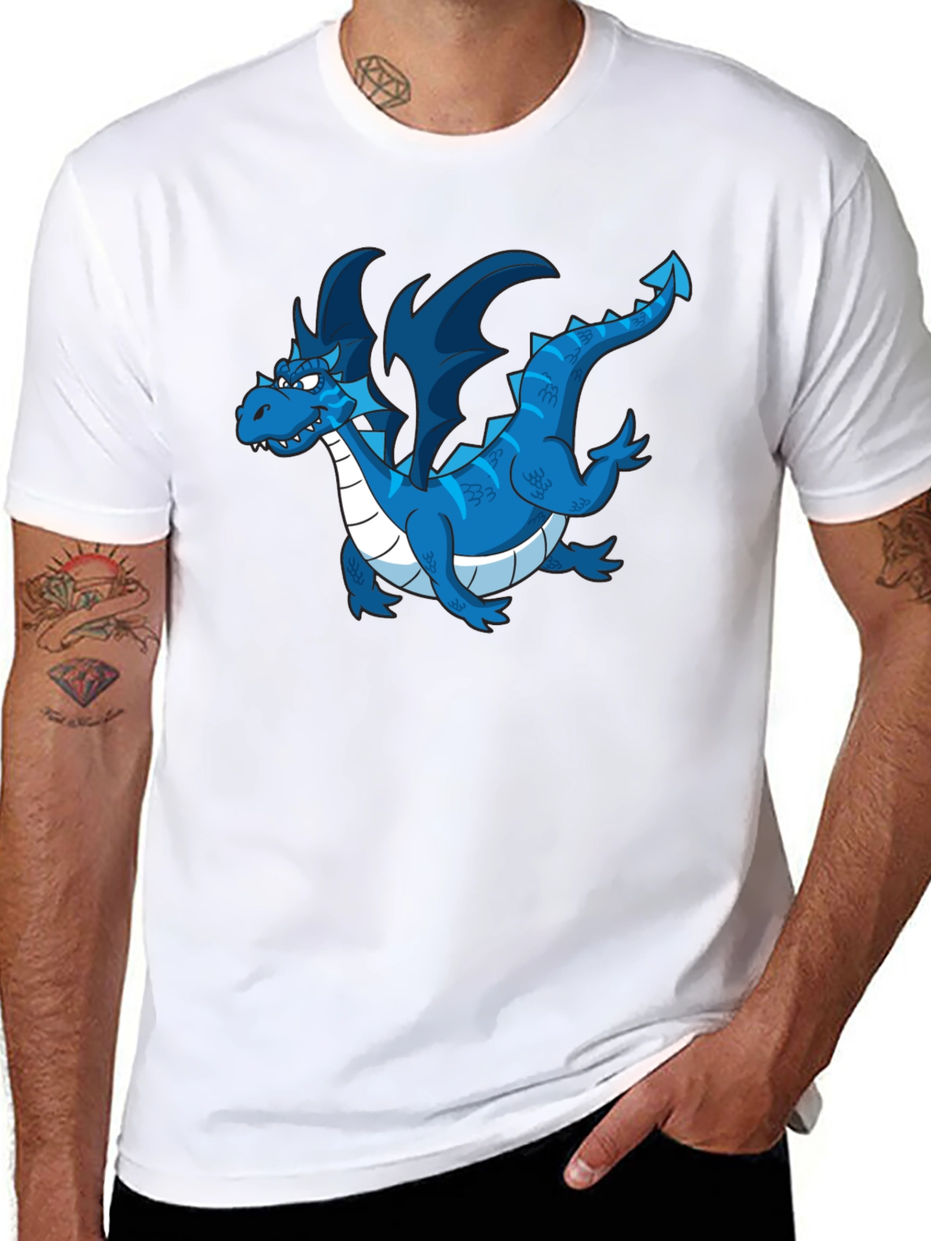 Blue Dragon Graphic T-Shirt - Mens Black Tee