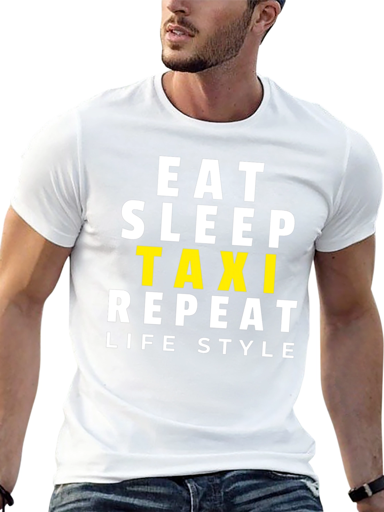 Eat Sleep Taxi Repeat Black Graphic Tee