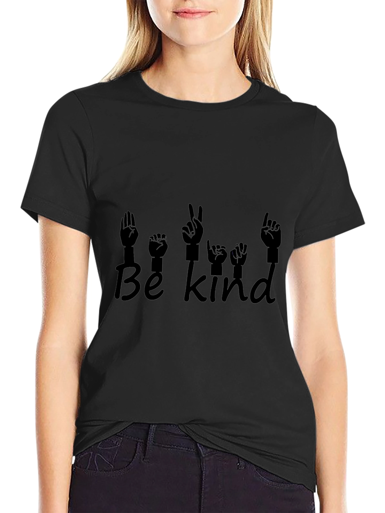 Be Kind Sign Language Black T-Shirt