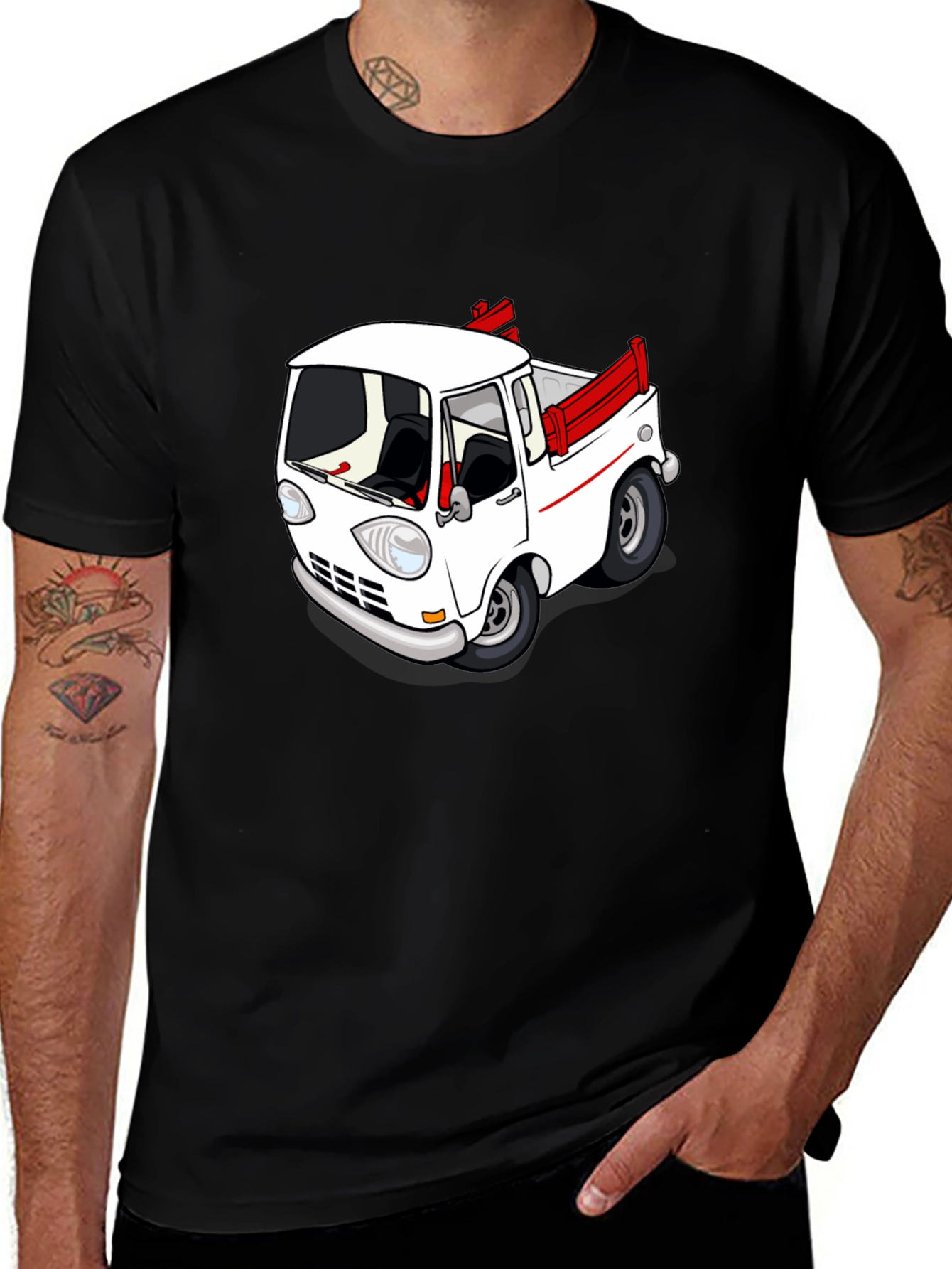 Cartoon Truck Graphic Tee - Classic Car Style