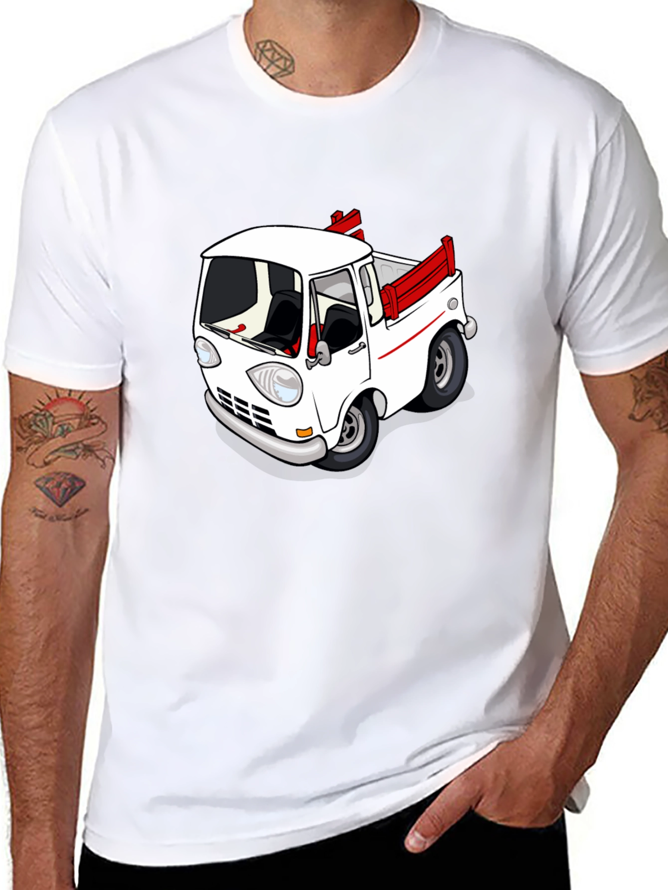 Cartoon Truck Graphic Tee - Classic Car Style