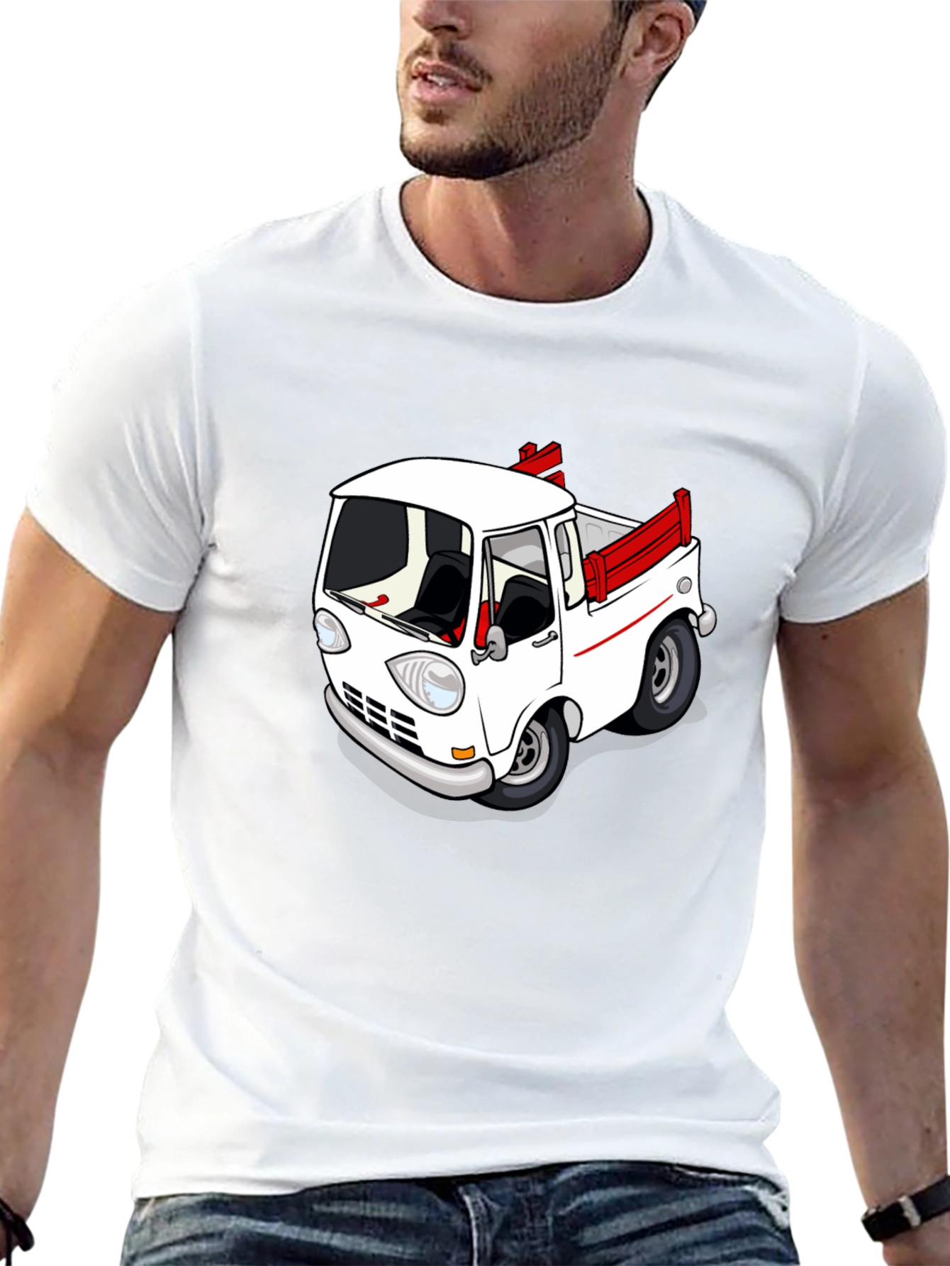 Cartoon Truck Graphic Tee - Classic Car Style