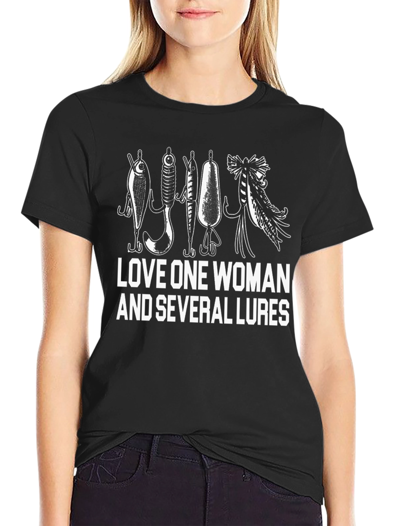 Love One Woman & Several Lures Fishing T-Shirt