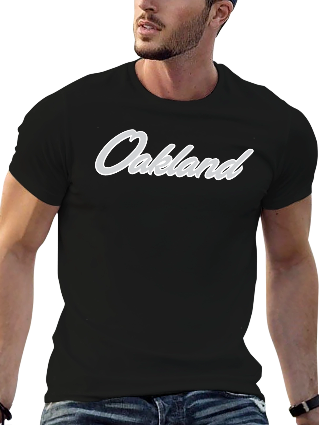 Oakland Script Black T-Shirt