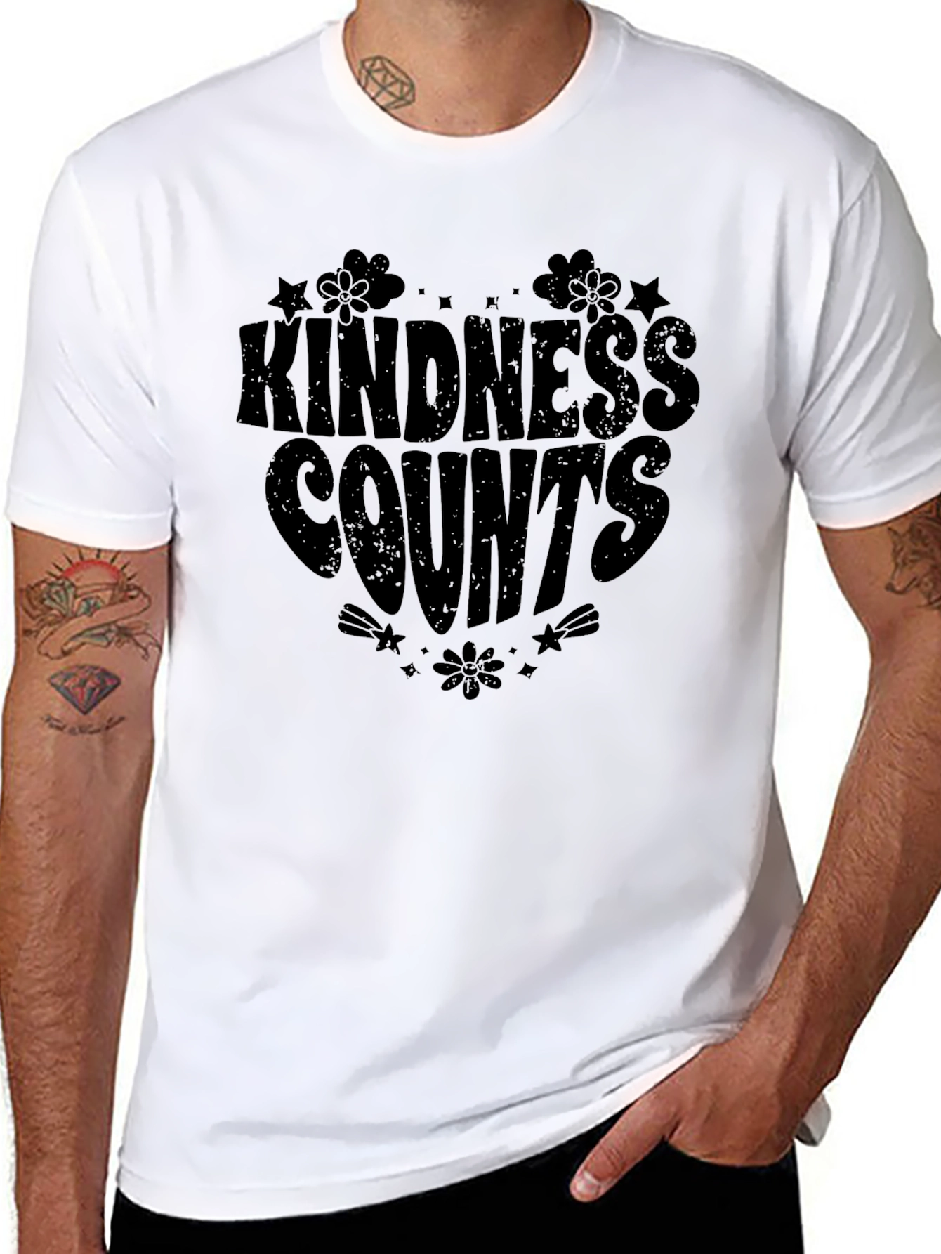 Kindness Counts Black Graphic T-Shirt