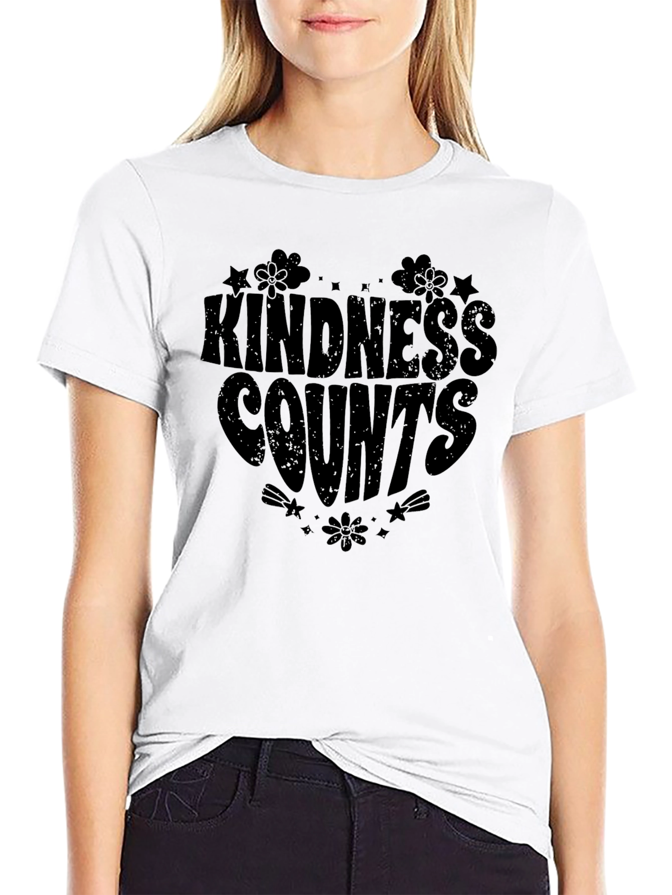 Kindness Counts Black Graphic T-Shirt