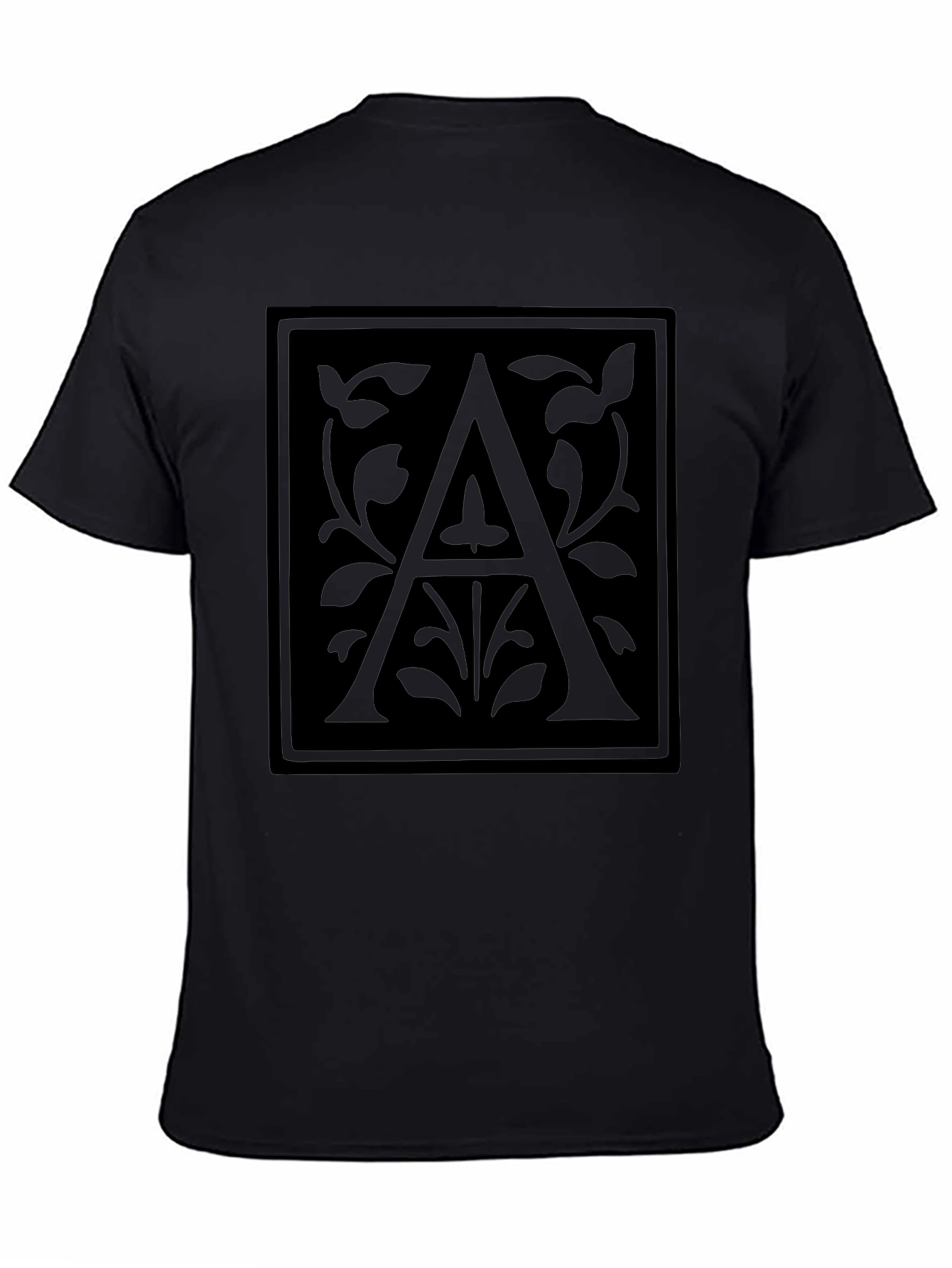 Elegant Black T-Shirt with Initial A Graphic
